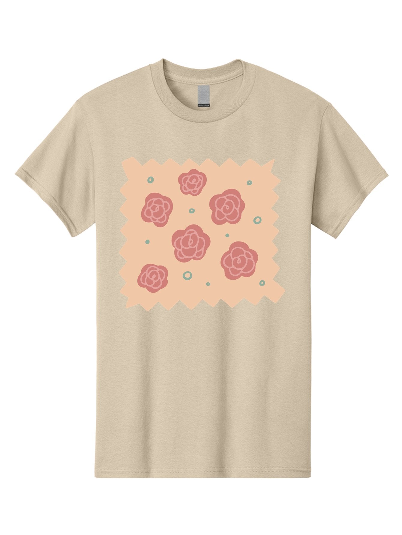 Pink-Roses Men'S Graphic Tee, 100% Cotton, Comfortable Casual Summer Wear, Machine Washable, Pink Roses, White Outlines, Floral Pattern, Decorative Design, Abstract Flowers, Elegant Graphics, Minimalist Art Aac079 14