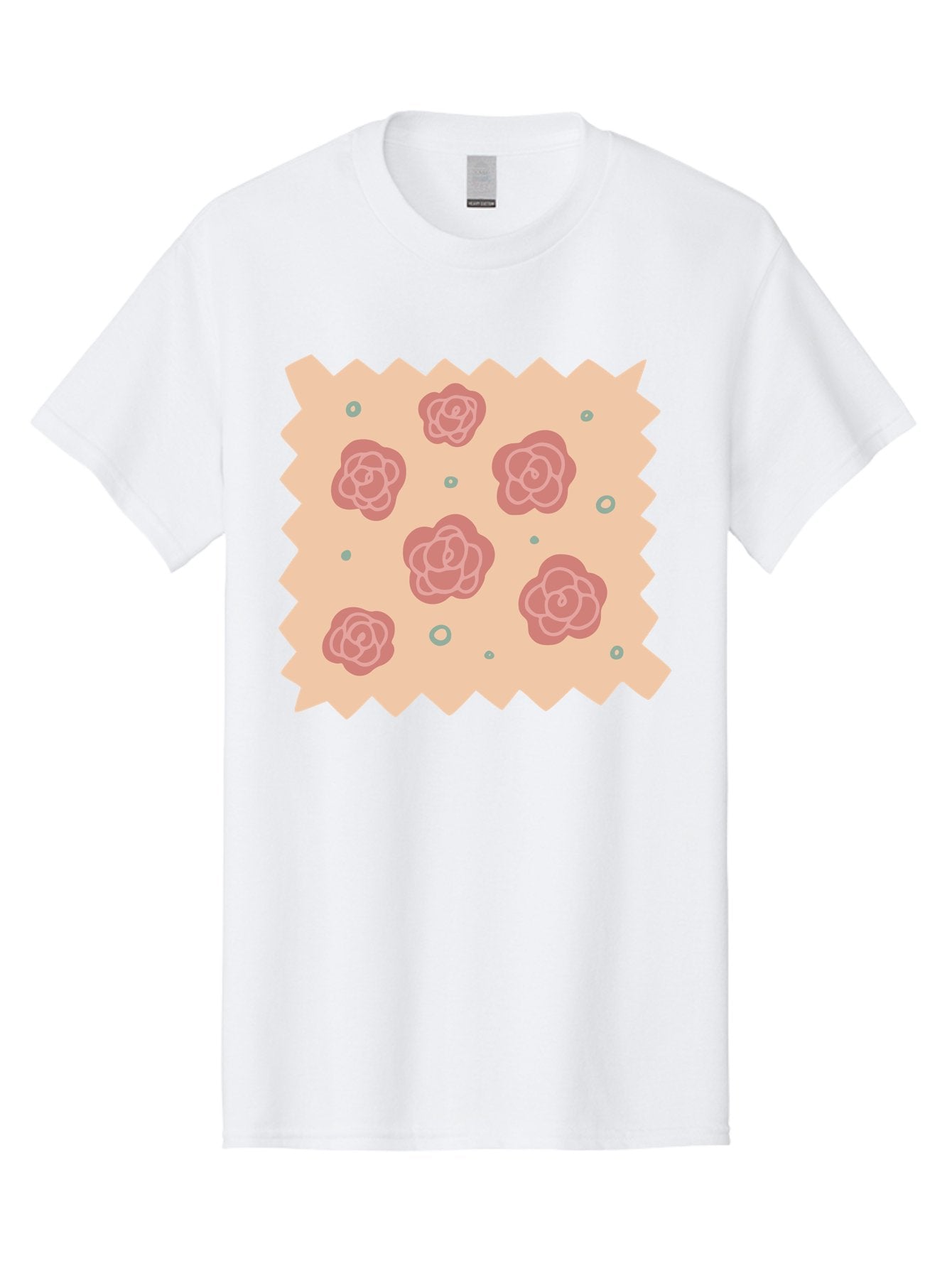 Pink-Roses Men'S Graphic Tee, 100% Cotton, Comfortable Casual Summer Wear, Machine Washable, Pink Roses, White Outlines, Floral Pattern, Decorative Design, Abstract Flowers, Elegant Graphics, Minimalist Art Aac079 10