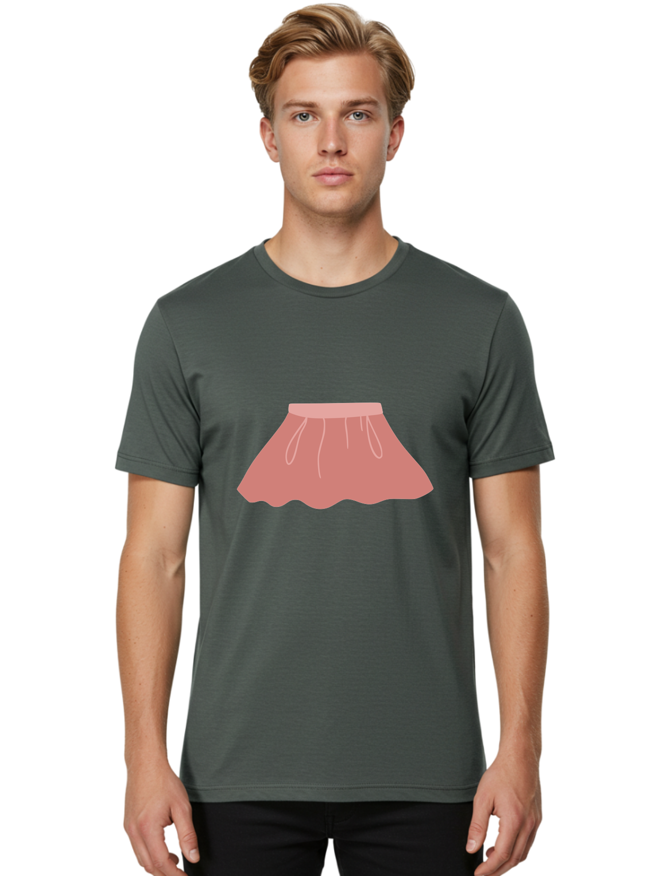 Pink-Skirt Men'S Graphic Tee, 100% Cotton, Comfortable Casual Summer Wear, Machine Washable, Pink Skirt, Women'S Fashion, Clothing Illustration, Simple Design, Pastel Colors, Minimalist Style, Fashion Graphics, Women'S Clothing Aac080 16