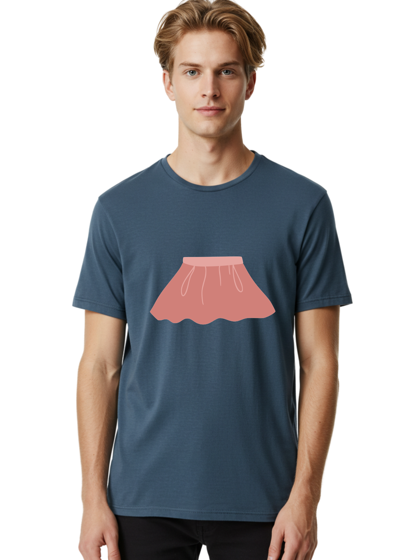 Pink-Skirt Men'S Graphic Tee, 100% Cotton, Comfortable Casual Summer Wear, Machine Washable, Pink Skirt, Women'S Fashion, Clothing Illustration, Simple Design, Pastel Colors, Minimalist Style, Fashion Graphics, Women'S Clothing Aac080 26