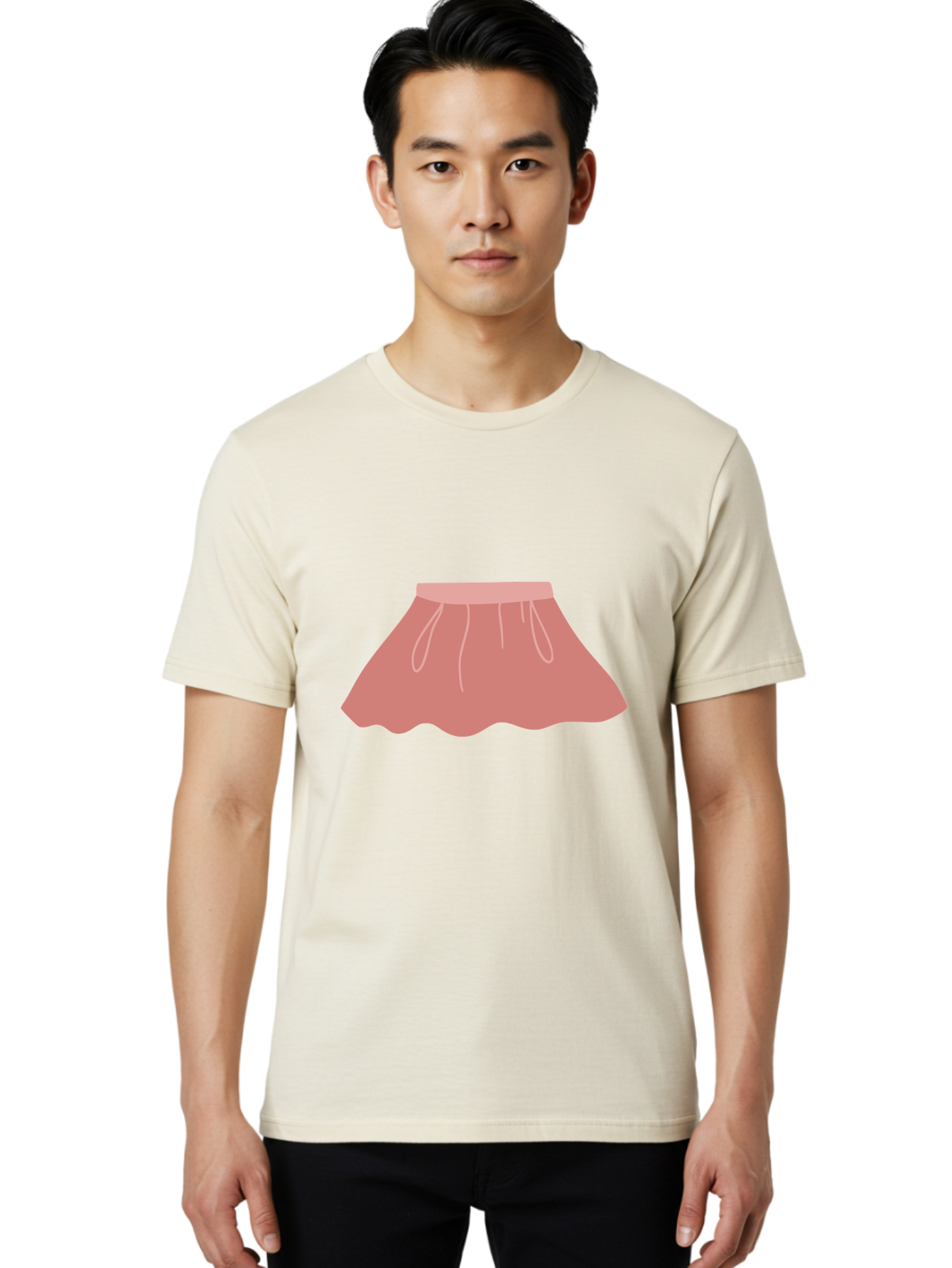 Pink-Skirt Men'S Graphic Tee, 100% Cotton, Comfortable Casual Summer Wear, Machine Washable, Pink Skirt, Women'S Fashion, Clothing Illustration, Simple Design, Pastel Colors, Minimalist Style, Fashion Graphics, Women'S Clothing Aac080 18