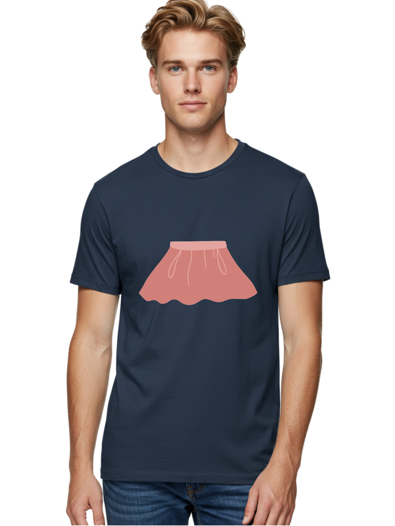Pink-Skirt Men'S Graphic Tee, 100% Cotton, Comfortable Casual Summer Wear, Machine Washable, Pink Skirt, Women'S Fashion, Clothing Illustration, Simple Design, Pastel Colors, Minimalist Style, Fashion Graphics, Women'S Clothing Aac080 10