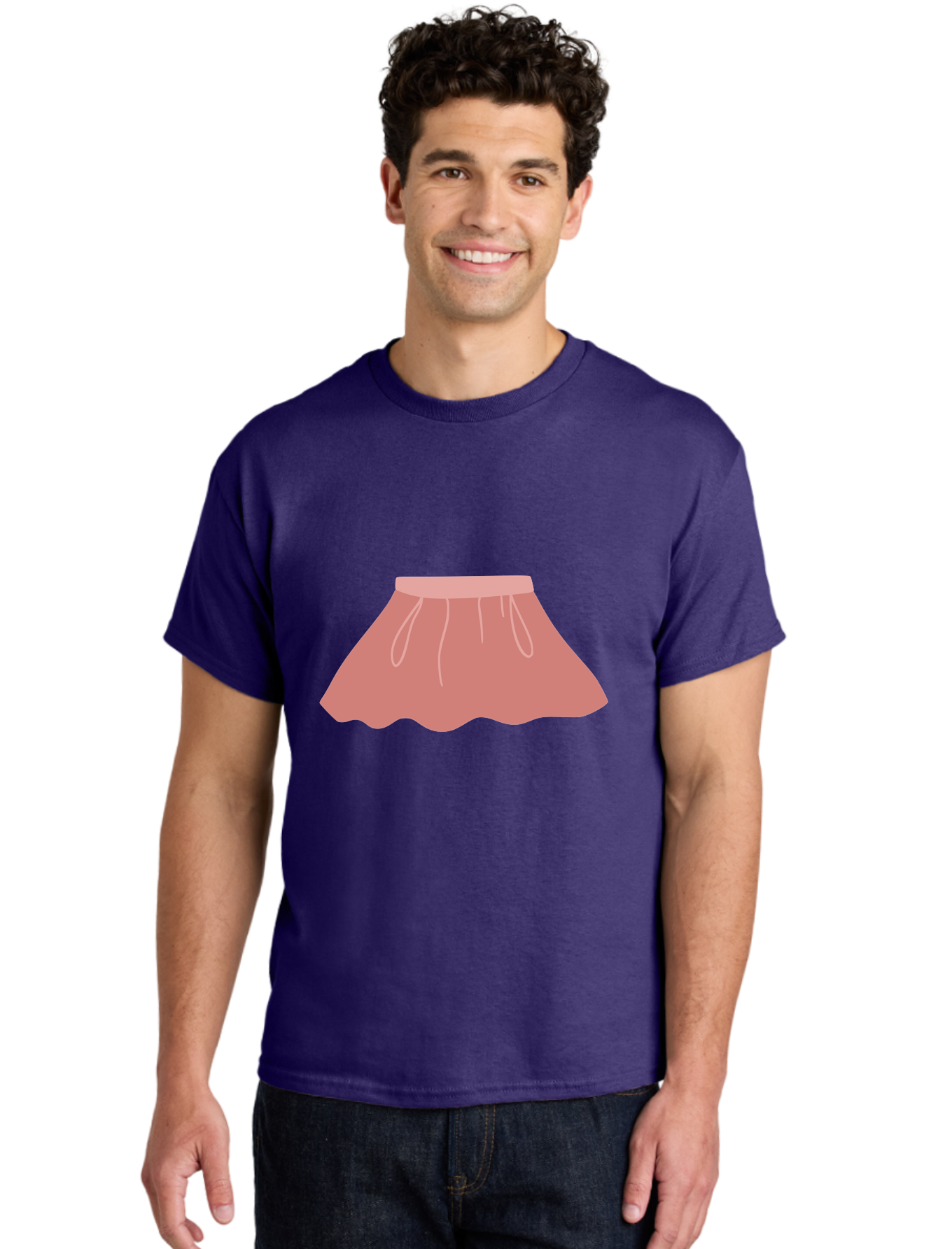 Pink-Skirt Men'S Graphic Tee, 100% Cotton, Comfortable Casual Summer Wear, Machine Washable, Pink Skirt, Women'S Fashion, Clothing Illustration, Simple Design, Pastel Colors, Minimalist Style, Fashion Graphics, Women'S Clothing Aac080 6