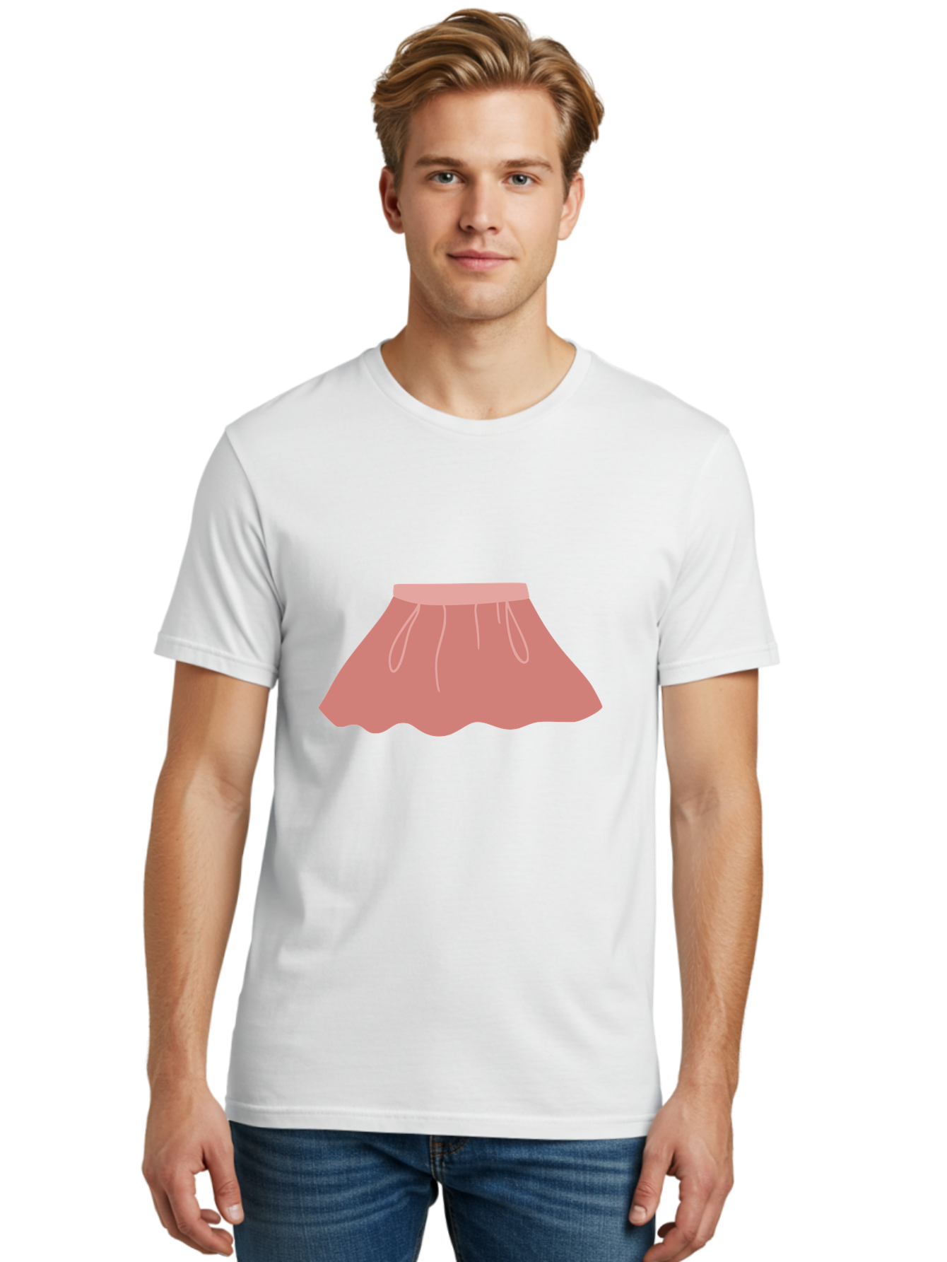 Pink-Skirt Men'S Graphic Tee, 100% Cotton, Comfortable Casual Summer Wear, Machine Washable, Pink Skirt, Women'S Fashion, Clothing Illustration, Simple Design, Pastel Colors, Minimalist Style, Fashion Graphics, Women'S Clothing Aac080 8