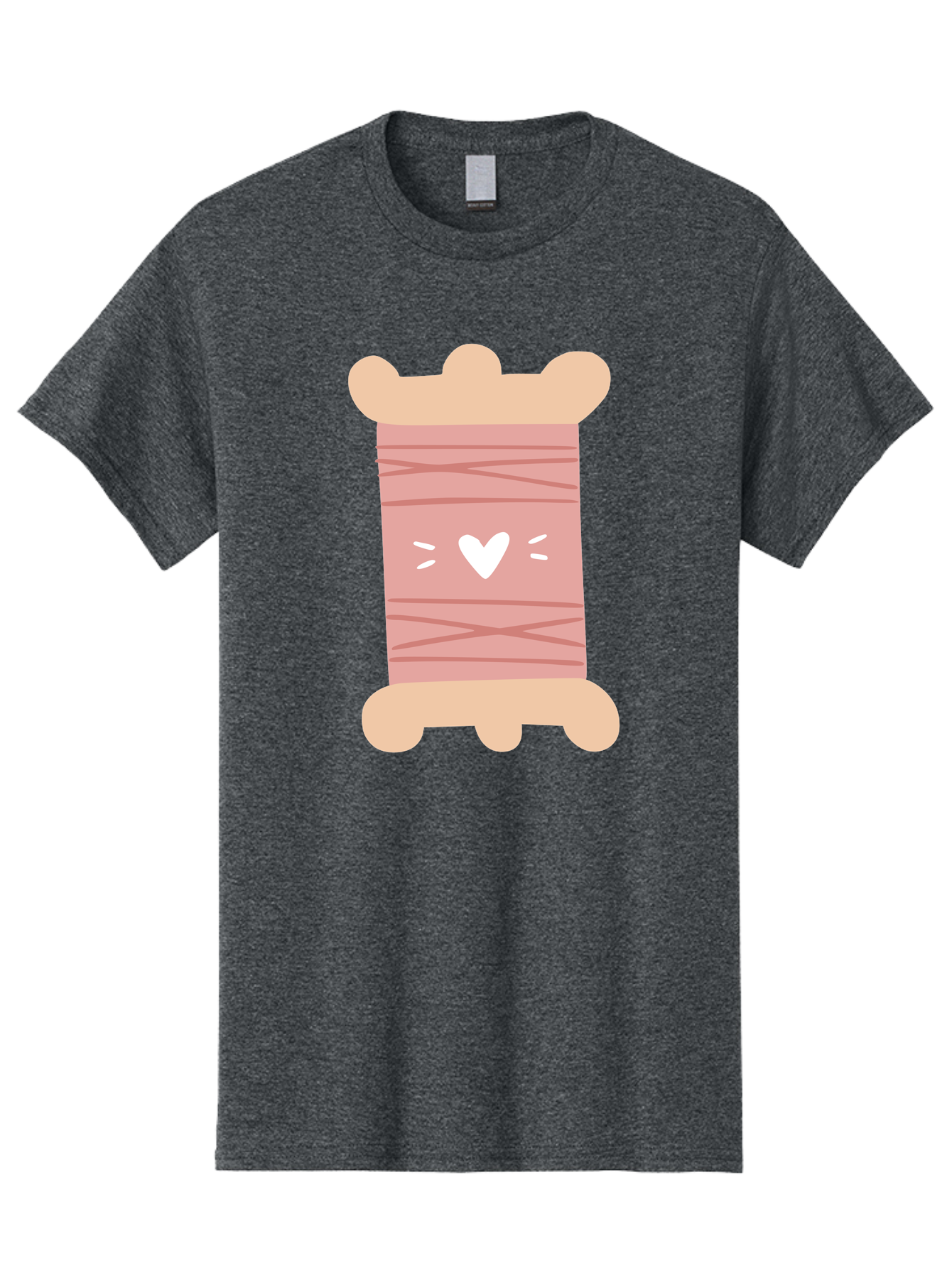 Pink-Thread-Spool-With-Heart Men'S Graphic Tee, 100% Cotton, Comfortable Casual Summer Wear, Machine Washable, Pink Thread Spool, White Heart, Sewing Supplies, Crafting, Diy, Hobby, Embroidery Thread, Pastel Colors, Cute Design, Cartoon Style Aac084 29