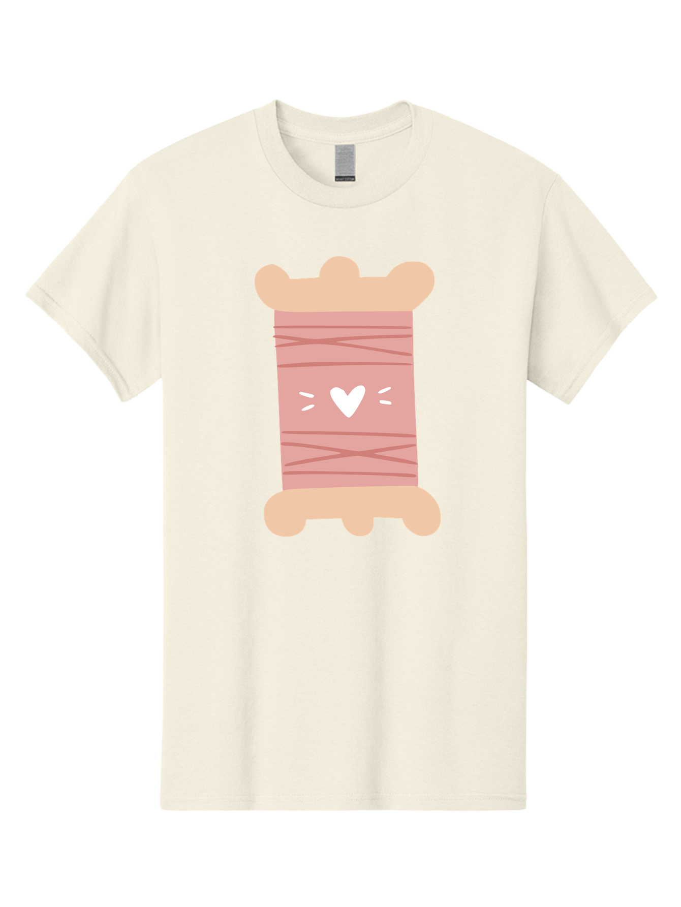 Pink-Thread-Spool-With-Heart Men'S Graphic Tee, 100% Cotton, Comfortable Casual Summer Wear, Machine Washable, Pink Thread Spool, White Heart, Sewing Supplies, Crafting, Diy, Hobby, Embroidery Thread, Pastel Colors, Cute Design, Cartoon Style Aac084 5