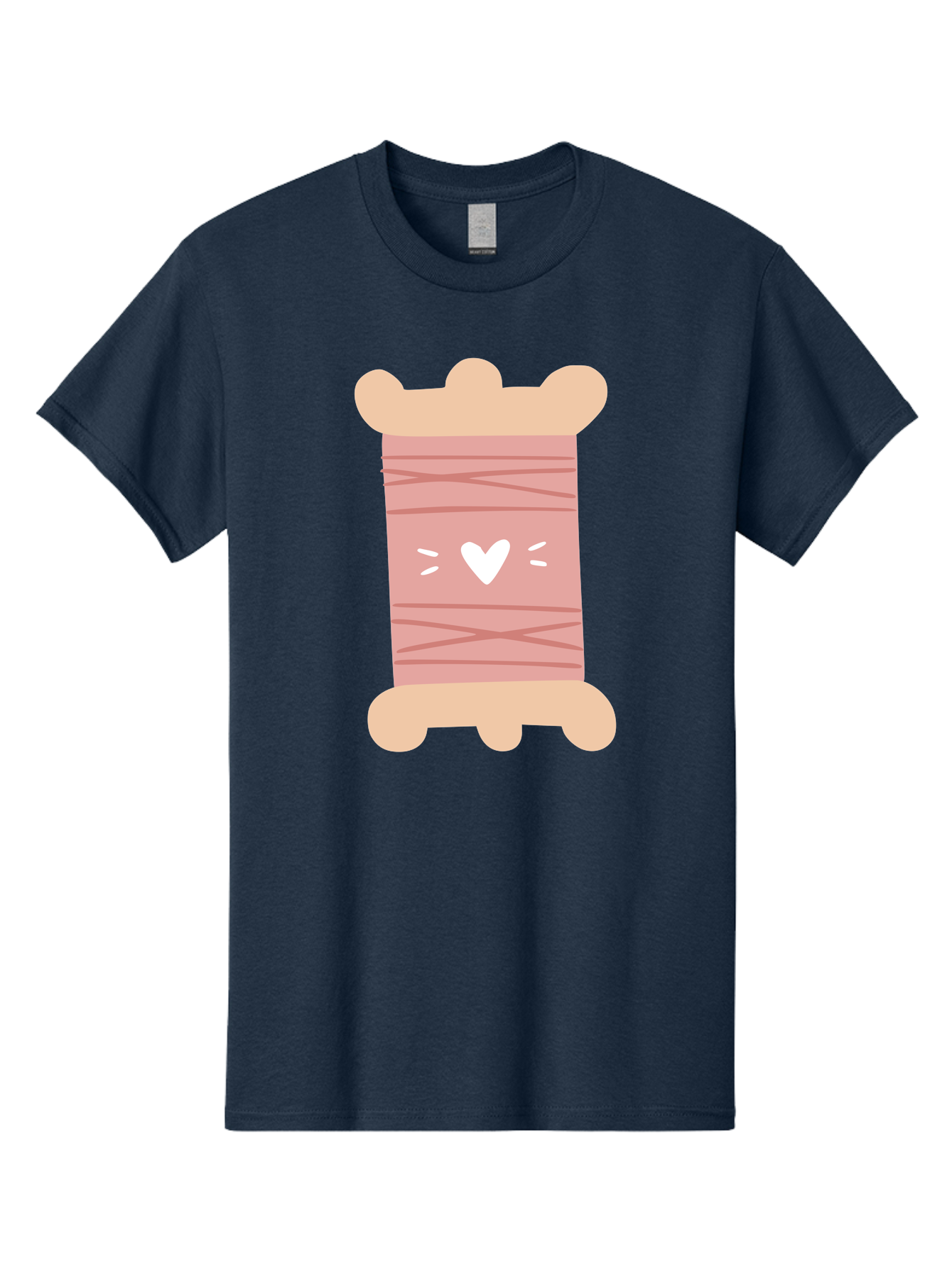 Pink-Thread-Spool-With-Heart Men'S Graphic Tee, 100% Cotton, Comfortable Casual Summer Wear, Machine Washable, Pink Thread Spool, White Heart, Sewing Supplies, Crafting, Diy, Hobby, Embroidery Thread, Pastel Colors, Cute Design, Cartoon Style Aac084 11