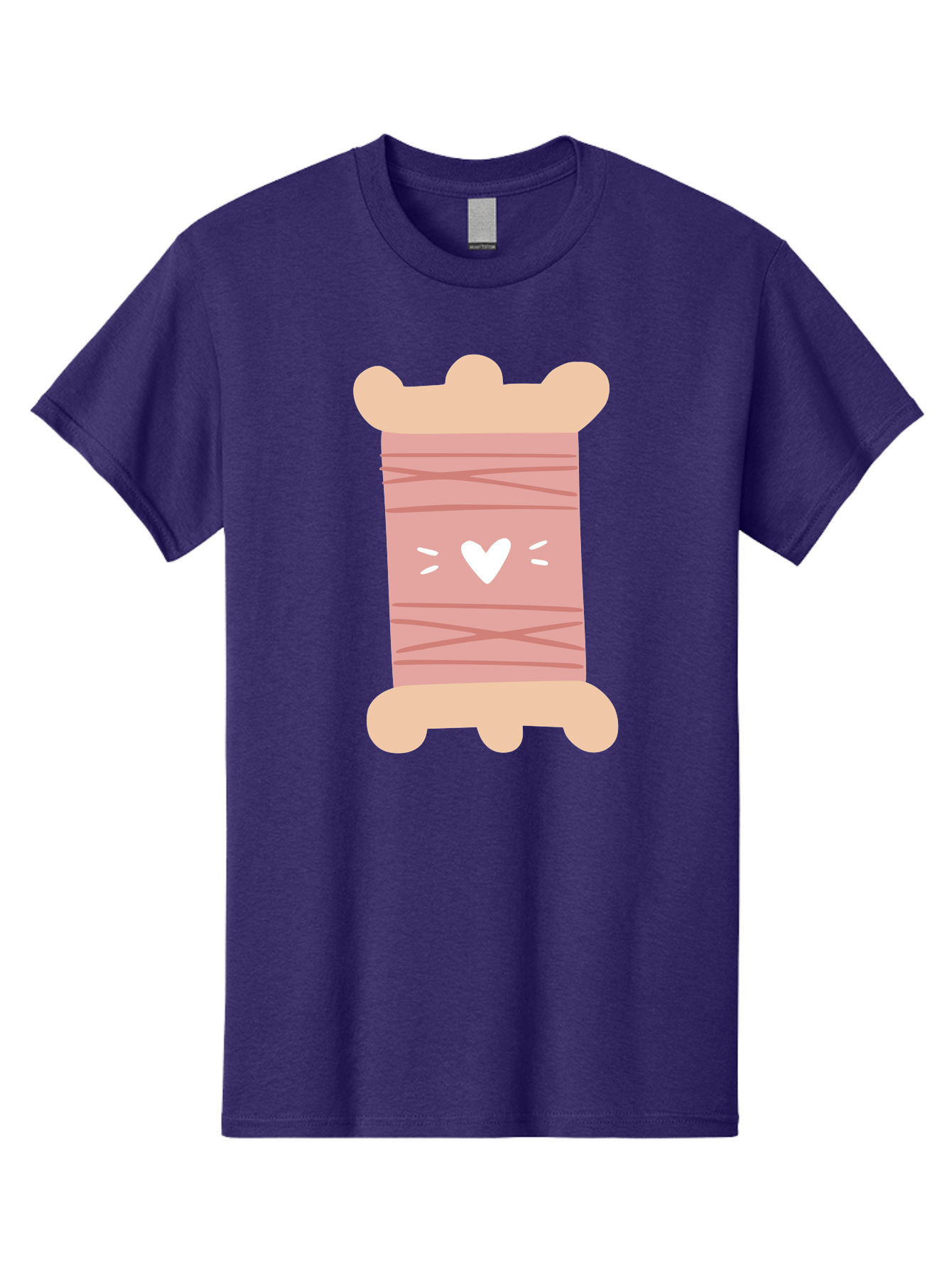 Pink-Thread-Spool-With-Heart Men'S Graphic Tee, 100% Cotton, Comfortable Casual Summer Wear, Machine Washable, Pink Thread Spool, White Heart, Sewing Supplies, Crafting, Diy, Hobby, Embroidery Thread, Pastel Colors, Cute Design, Cartoon Style Aac084 19