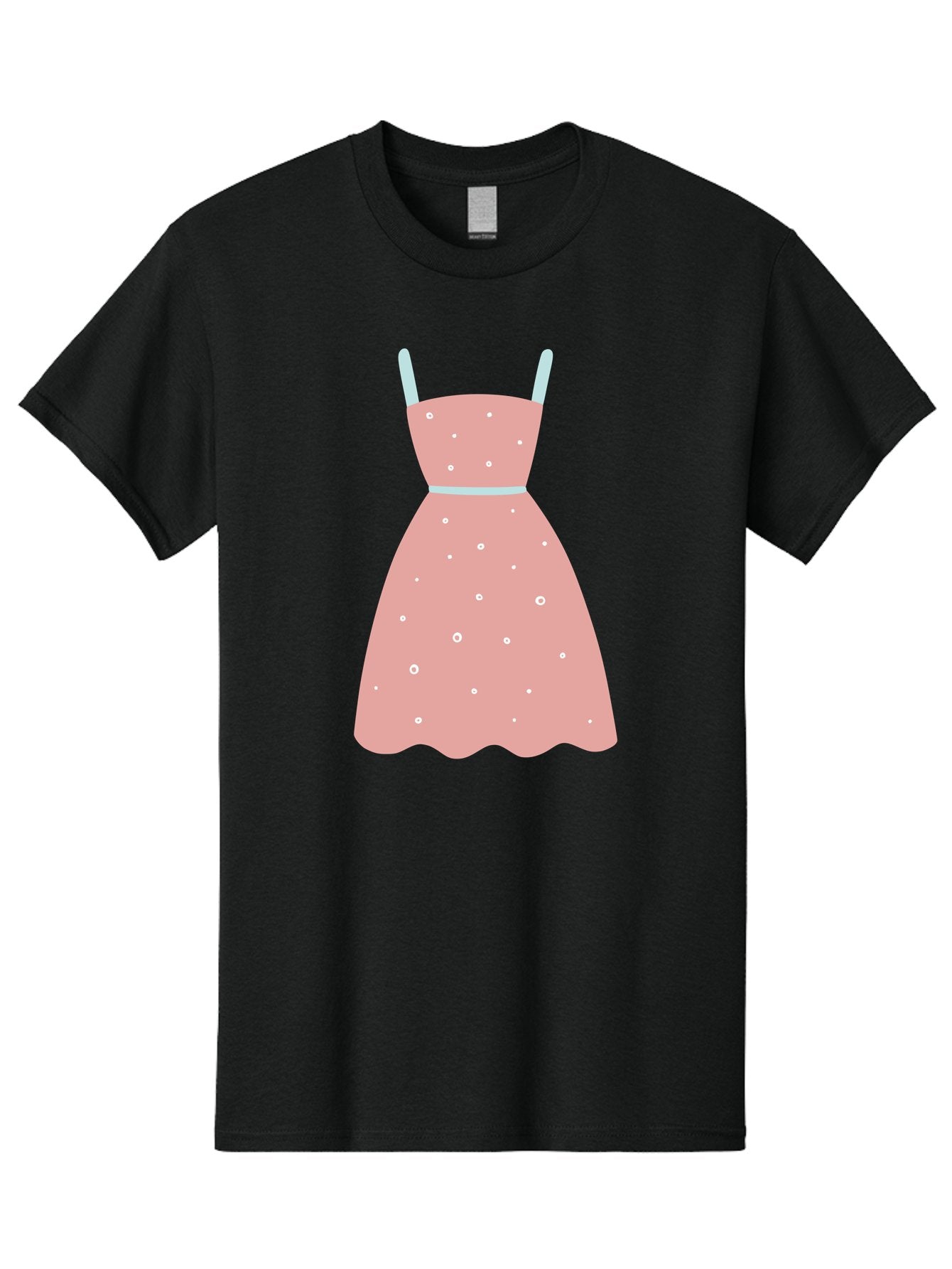 Polka-Dot-Dress Men'S Graphic Tee, 100% Cotton, Comfortable Casual Summer Wear, Machine Washable, Pink Dress, Polka Dot Pattern, Feminine Fashion, Elegant Design, White Accents, Stylish Clothing, Retro Style, Women'S Wear, Polka Dot Dress Aac085 4
