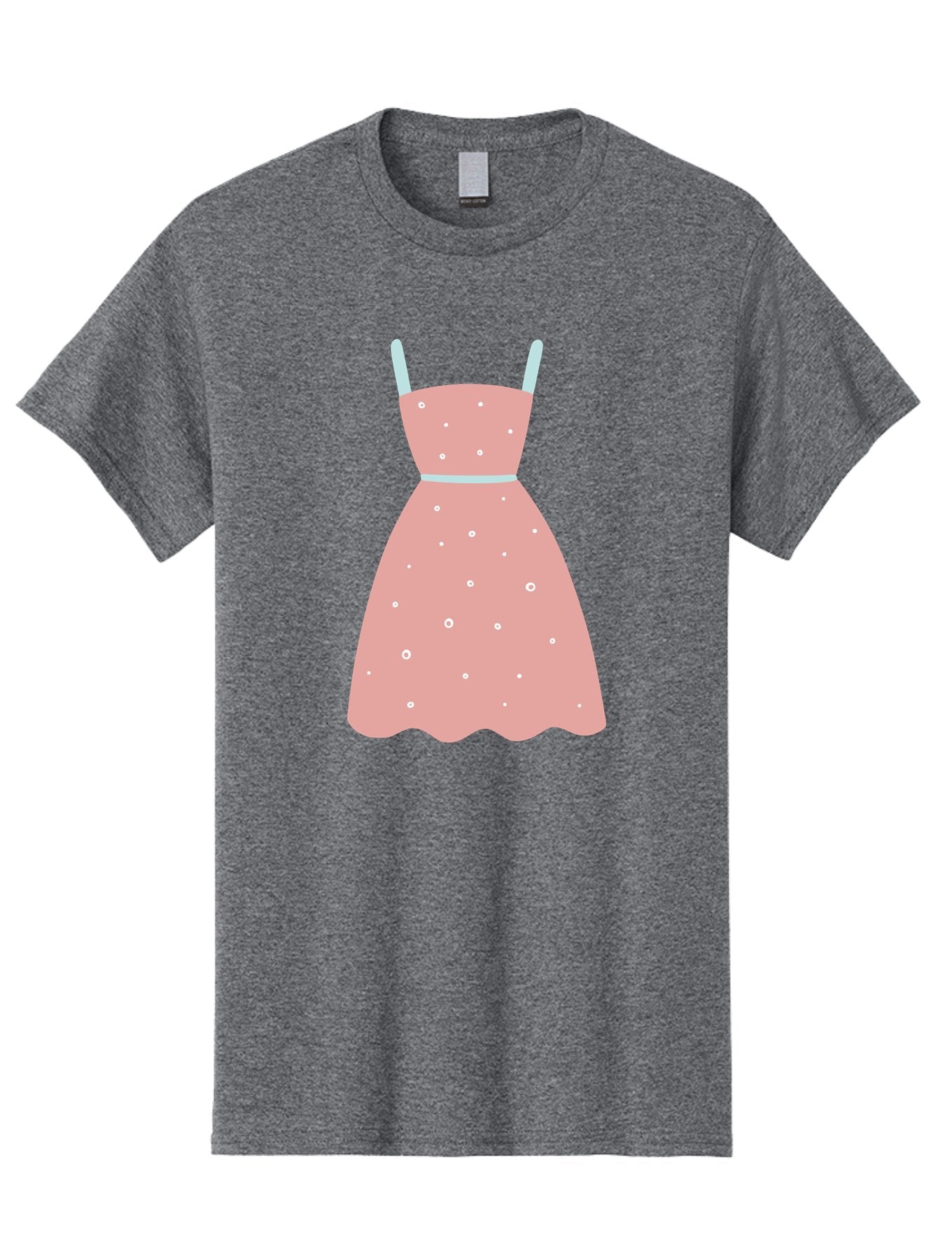 Polka-Dot-Dress Men'S Graphic Tee, 100% Cotton, Comfortable Casual Summer Wear, Machine Washable, Pink Dress, Polka Dot Pattern, Feminine Fashion, Elegant Design, White Accents, Stylish Clothing, Retro Style, Women'S Wear, Polka Dot Dress Aac085