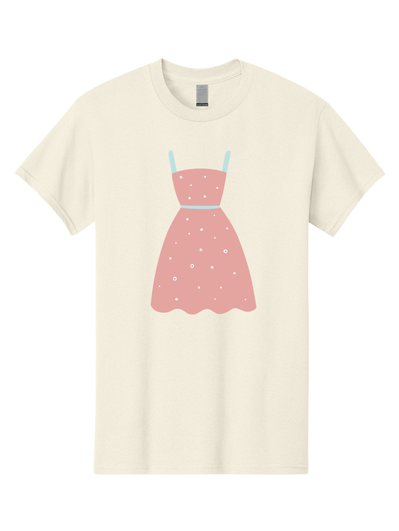 Polka-Dot-Dress Men'S Graphic Tee, 100% Cotton, Comfortable Casual Summer Wear, Machine Washable, Pink Dress, Polka Dot Pattern, Feminine Fashion, Elegant Design, White Accents, Stylish Clothing, Retro Style, Women'S Wear, Polka Dot Dress Aac085