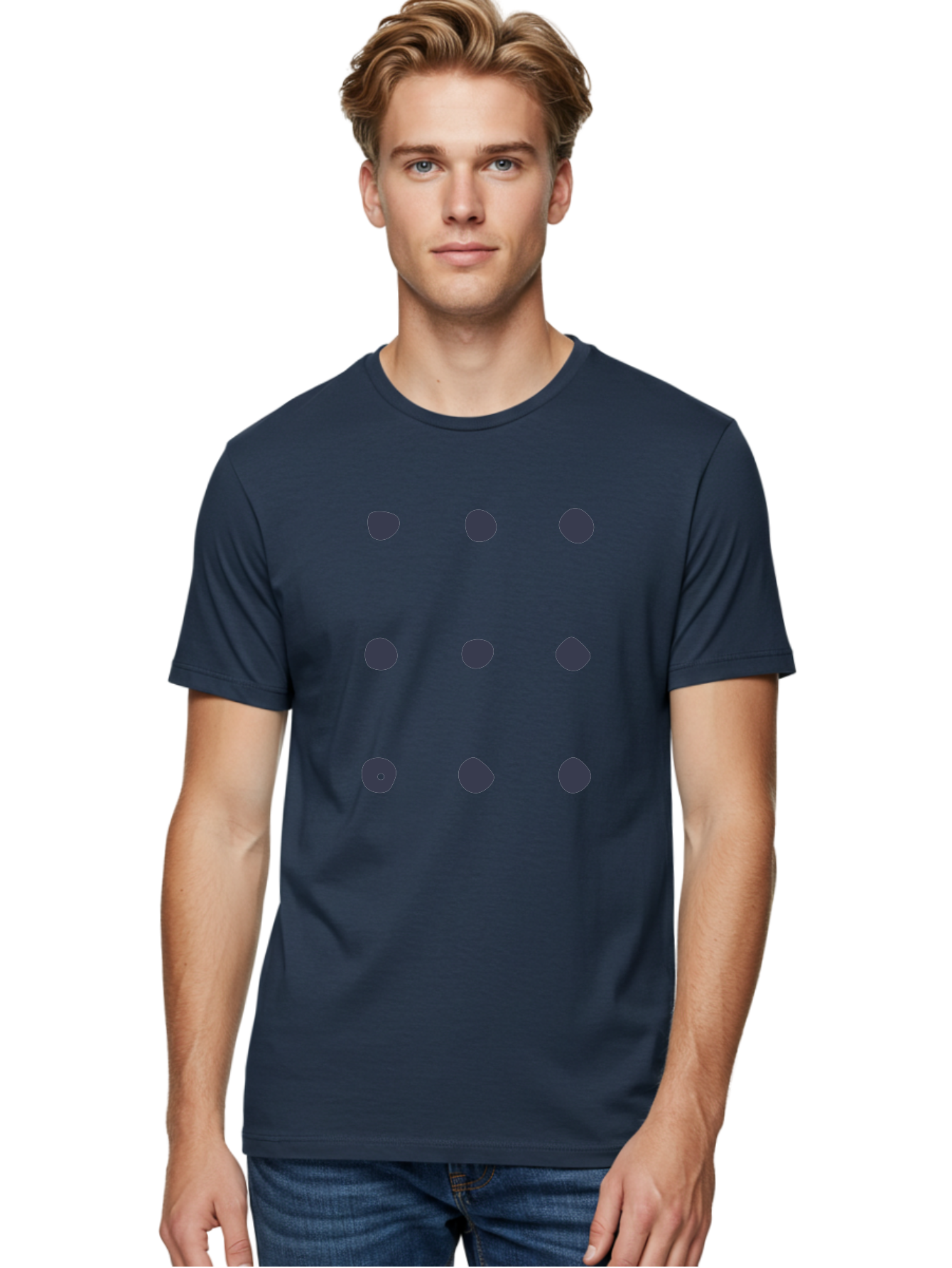 Polka-Dot-Pattern Men'S Graphic Tee, 100% Cotton, Comfortable Casual Summer Wear, Machine Washable, Polka Dot Pattern, Geometric Design, Minimalist Style, Simple Shapes, Dark Gray Dots Irregular Edges, Varied Dot Sizes, Creative Wallpaper, Aac086 24