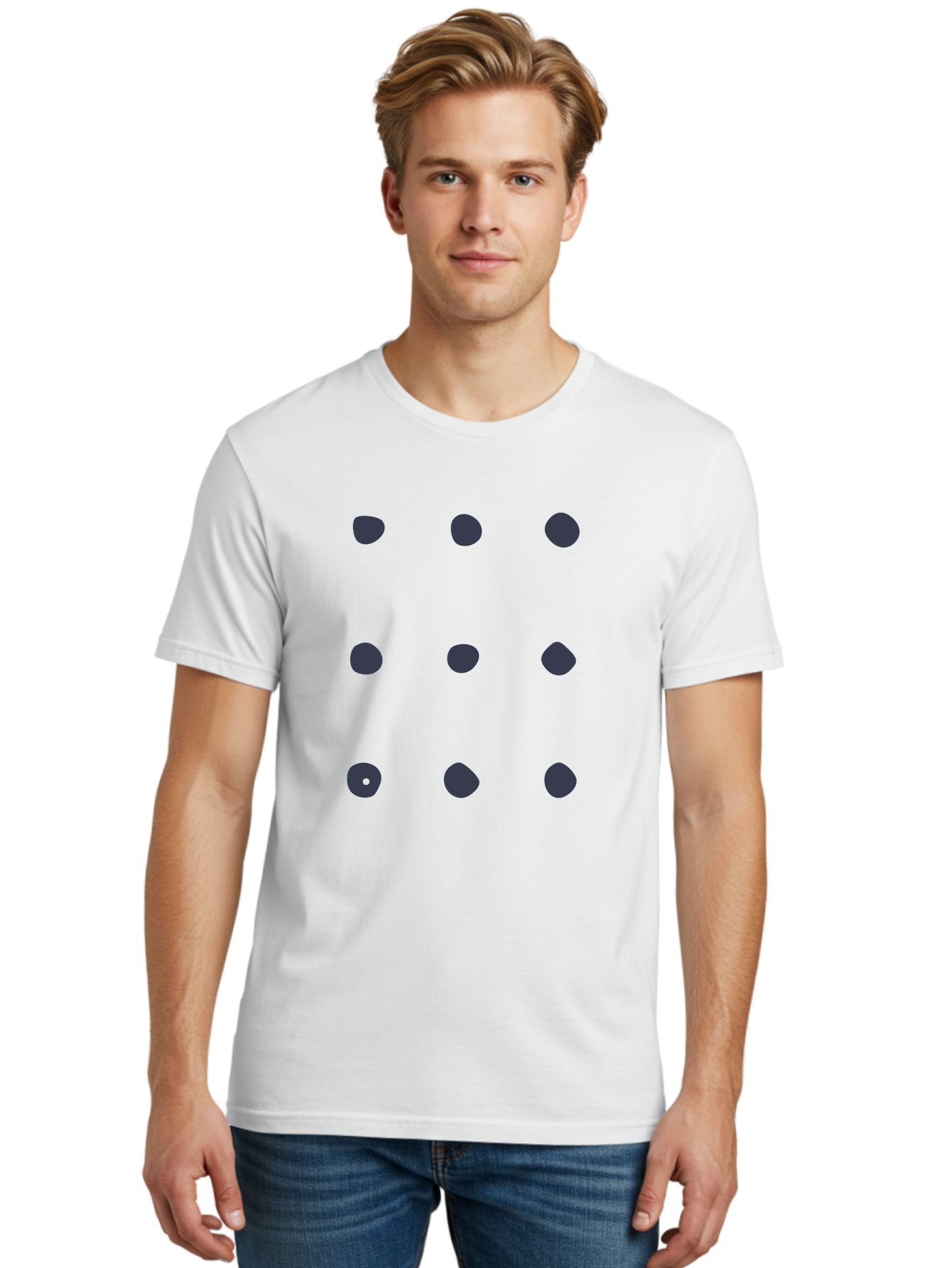 Polka-Dot-Pattern Men'S Graphic Tee, 100% Cotton, Comfortable Casual Summer Wear, Machine Washable, Polka Dot Pattern, Geometric Design, Minimalist Style, Simple Shapes, Dark Gray Dots Irregular Edges, Varied Dot Sizes, Creative Wallpaper, Aac086 6