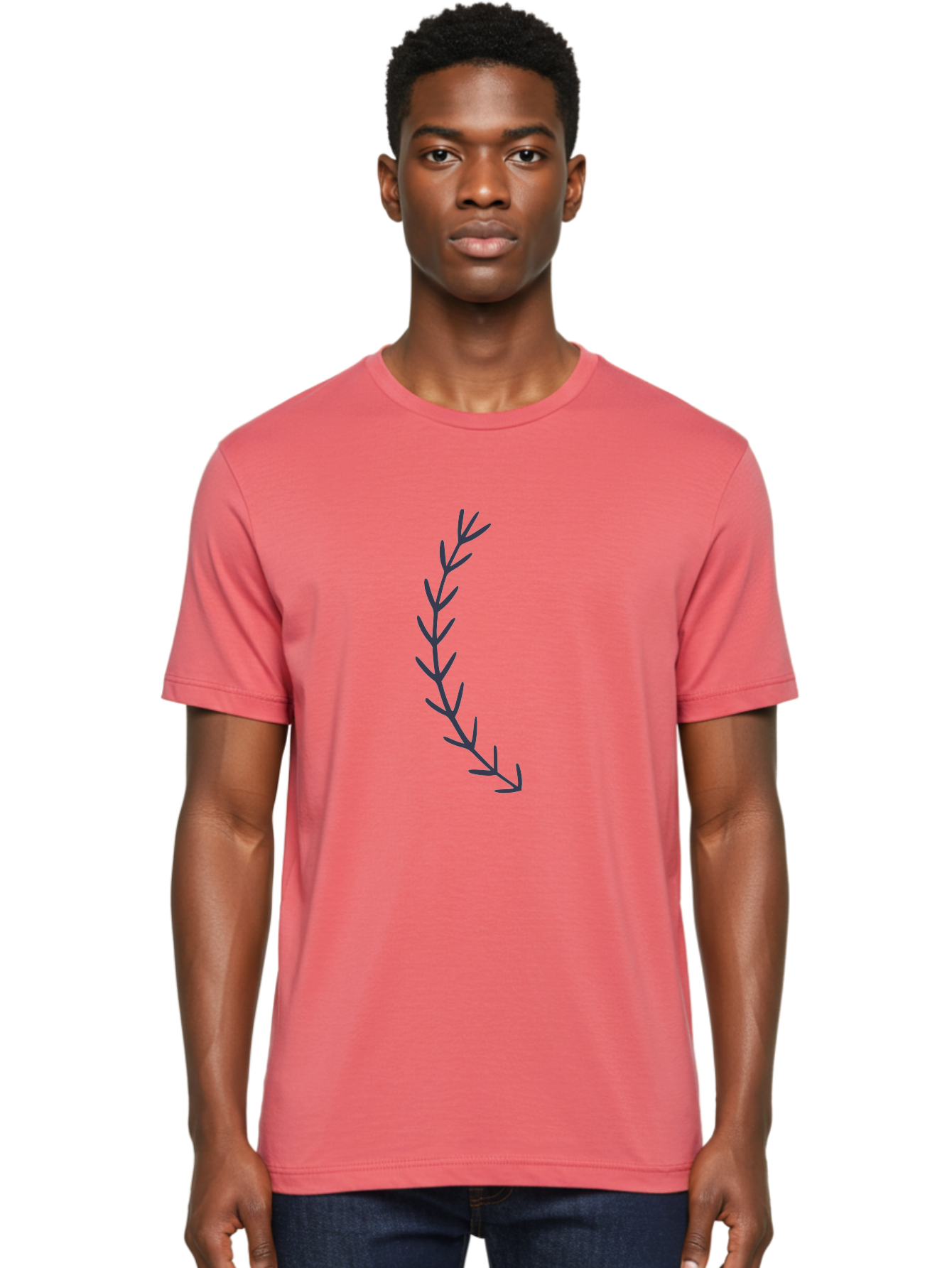 Purple-Branch Men'S Graphic Tee, 100% Cotton, Comfortable Casual Summer Wear, Machine Washable, Hand Drawn Purple Branch, Simple Design, Minimalist Art, Dark Purple Lines, Leafy Pattern, Abstract Illustration, Artistic Expression Aac088 28