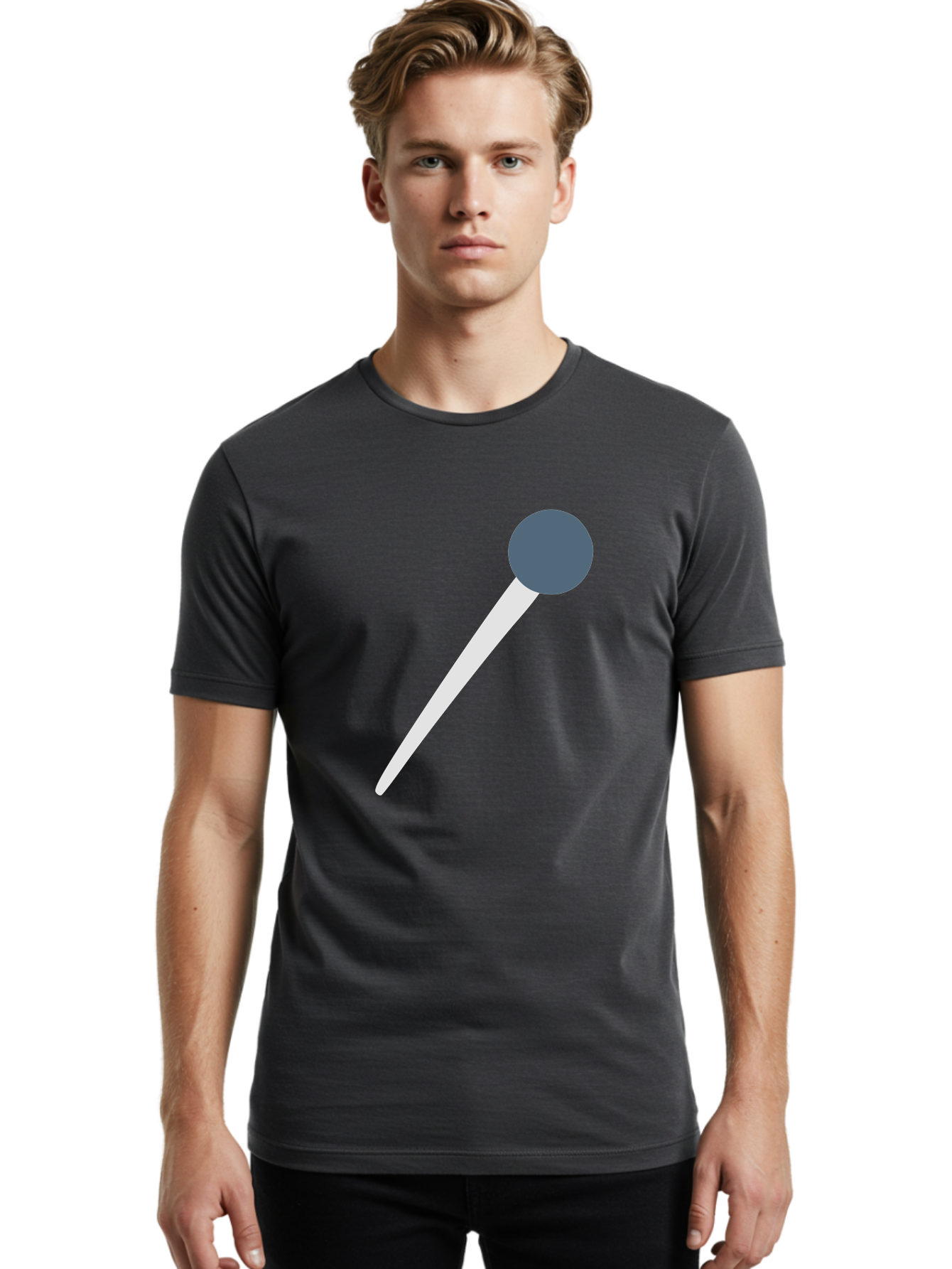 Push-Pin Men'S Graphic Tee, 100% Cotton, Comfortable Casual Summer Wear, Machine Washable, Push Pin, Office Supply, Gray Head, White Shaft, Graphic Icon, Minimalist Design, Simple Illustration Aac090 28