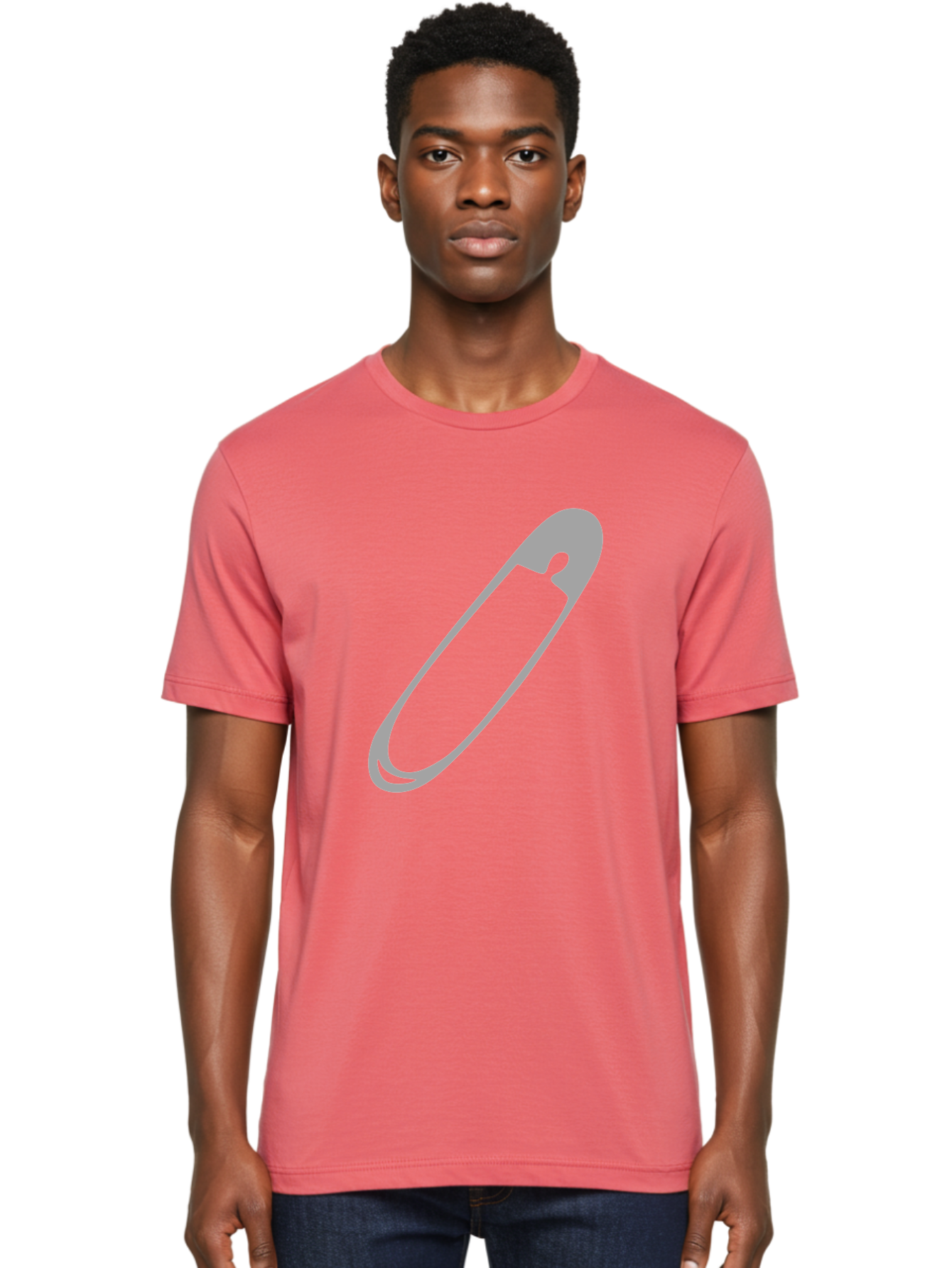 Safety-Pin-1 Men'S Graphic Tee, 100% Cotton, Comfortable Casual Summer Wear, Machine Washable, Safety Pin, Gray Metal, Simple Design, Minimalist Style, Utility Icon, Fashion Accessory, Office Supply Aac094 26