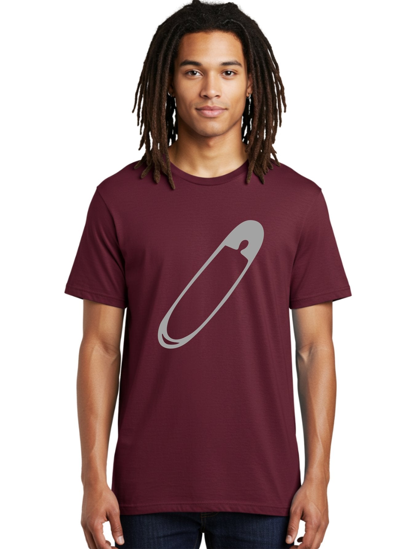 Safety-Pin-1 Men'S Graphic Tee, 100% Cotton, Comfortable Casual Summer Wear, Machine Washable, Safety Pin, Gray Metal, Simple Design, Minimalist Style, Utility Icon, Fashion Accessory, Office Supply Aac094 29