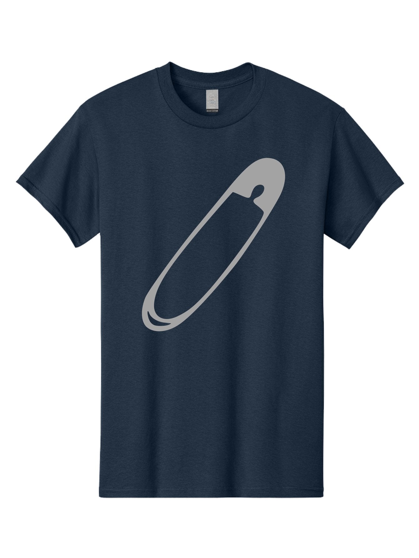 Safety-Pin-1 Men'S Graphic Tee, 100% Cotton, Comfortable Casual Summer Wear, Machine Washable, Safety Pin, Gray Metal, Simple Design, Minimalist Style, Utility Icon, Fashion Accessory, Office Supply Aac094