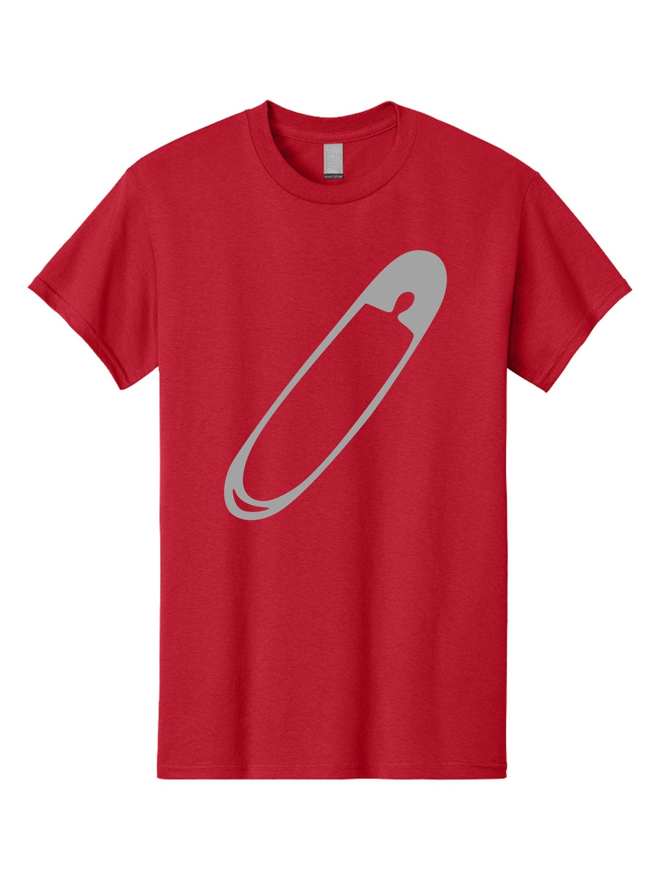 Safety-Pin-1 Men'S Graphic Tee, 100% Cotton, Comfortable Casual Summer Wear, Machine Washable, Safety Pin, Gray Metal, Simple Design, Minimalist Style, Utility Icon, Fashion Accessory, Office Supply Aac094