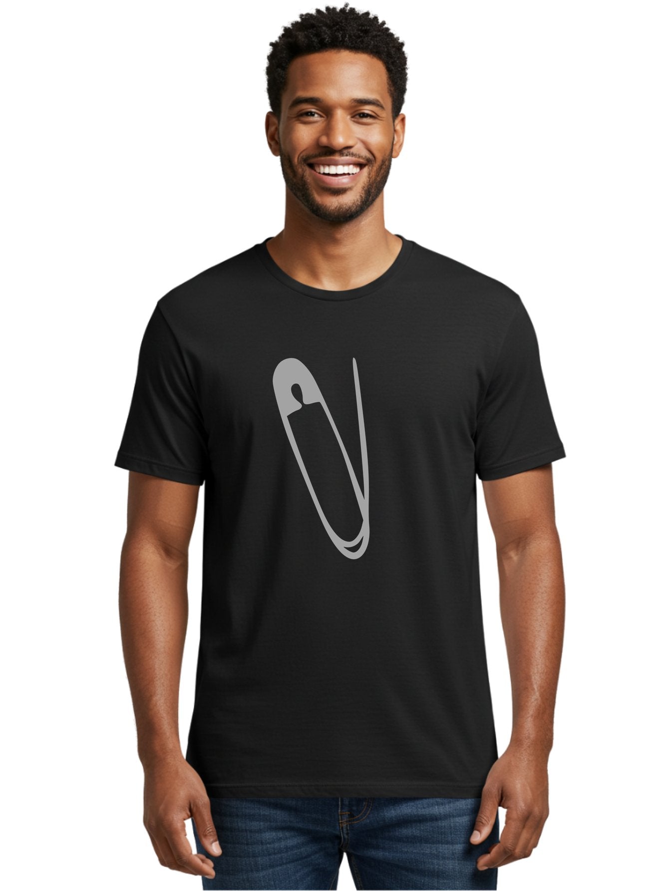 Safety-Pin Men'S Graphic Tee, 100% Cotton, Comfortable Casual Summer Wear, Machine Washable, Safety Pin, Gray Safety Pin, Pin Icon, Gray Icon, Simple Design, Minimalist Graphic, Safety Pin Illustration Aac095 16