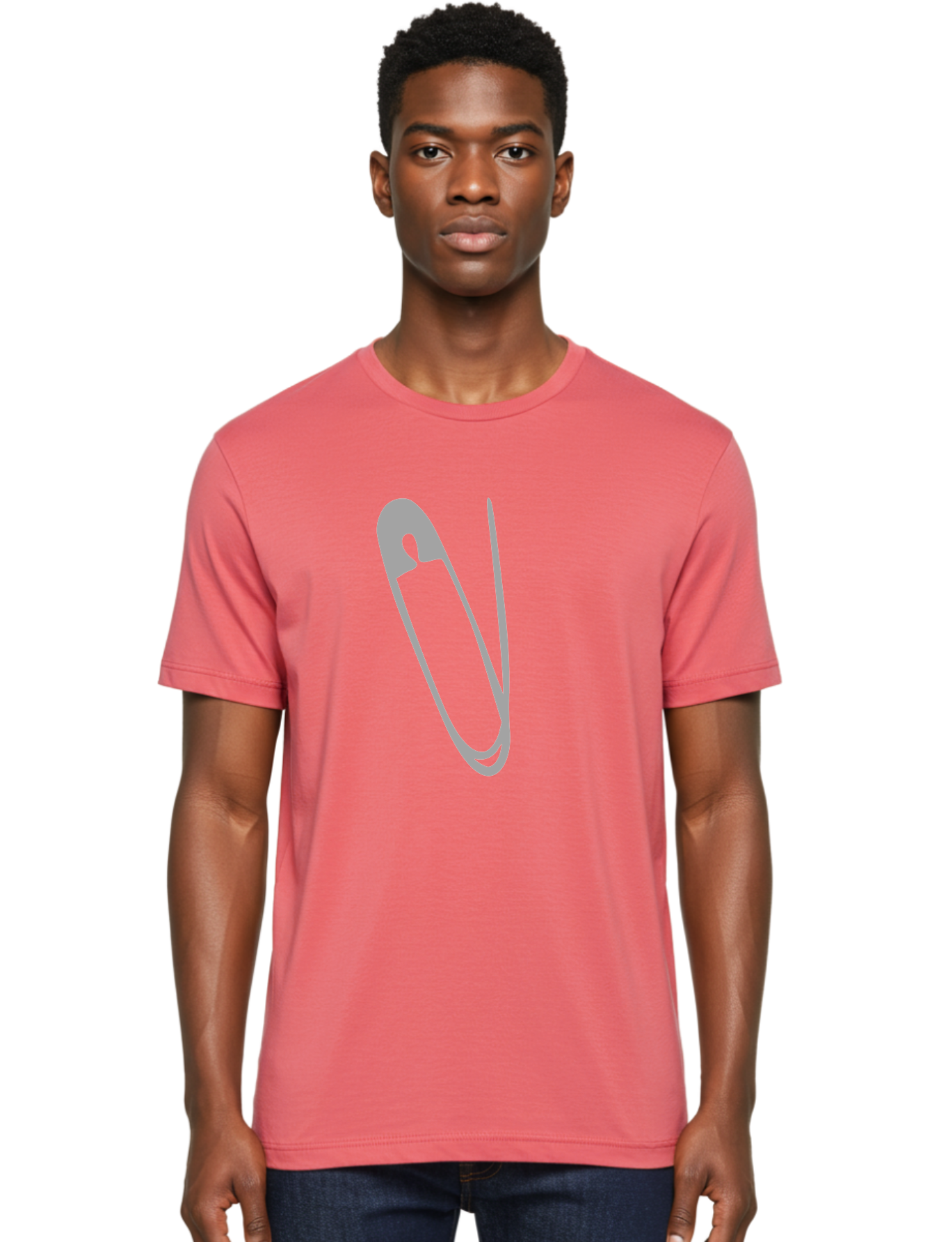 Safety-Pin Men'S Graphic Tee, 100% Cotton, Comfortable Casual Summer Wear, Machine Washable, Safety Pin, Gray Safety Pin, Pin Icon, Gray Icon, Simple Design, Minimalist Graphic, Safety Pin Illustration Aac095 28
