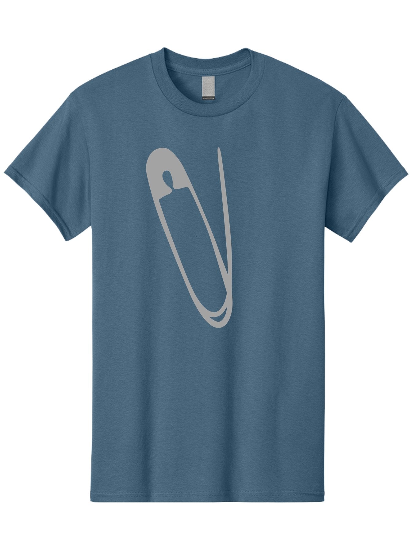 Safety-Pin Men'S Graphic Tee, 100% Cotton, Comfortable Casual Summer Wear, Machine Washable, Safety Pin, Gray Safety Pin, Pin Icon, Gray Icon, Simple Design, Minimalist Graphic, Safety Pin Illustration Aac095