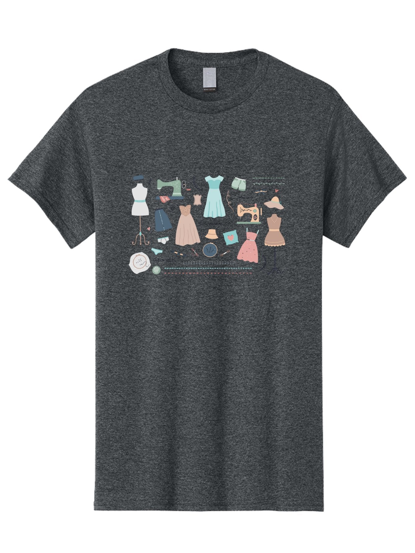 Sewing-Clipart Men'S Graphic Tee, 100% Cotton, Comfortable Casual Summer Wear, Machine Washable, Dresses, Sewing Machines, Mannequins, Fashion Design, Textile Art, Sewing Tools, Threads, Buttons, Fashion Illustration, Custom Clothing, Aac098 8