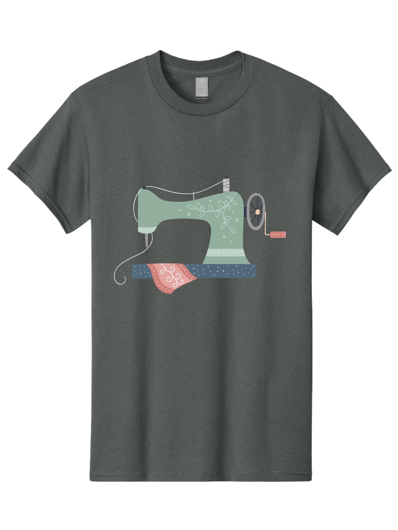 Sewing-Machine-4 Men'S Graphic Tee, 100% Cotton, Comfortable Casual Summer Wear, Machine Washable, Vintage Sewing Machine, Floral Design, Sewing Thread, Handmade Crafts, Diy Fashion, Creative Hobbies, Stitching, Needlework, Embroidery, Aac103 3