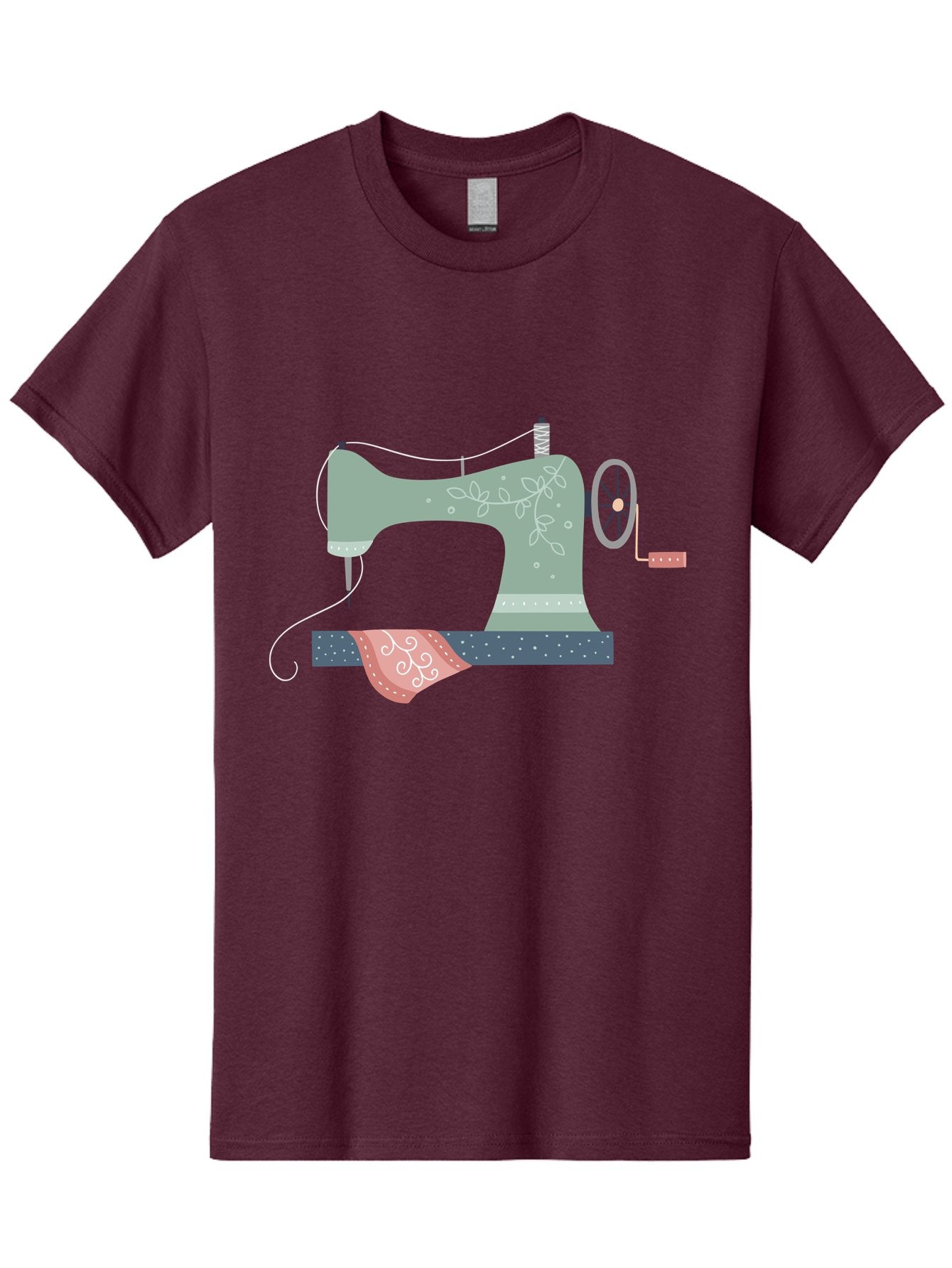 Sewing-Machine-4 Men'S Graphic Tee, 100% Cotton, Comfortable Casual Summer Wear, Machine Washable, Vintage Sewing Machine, Floral Design, Sewing Thread, Handmade Crafts, Diy Fashion, Creative Hobbies, Stitching, Needlework, Embroidery, Aac103 15