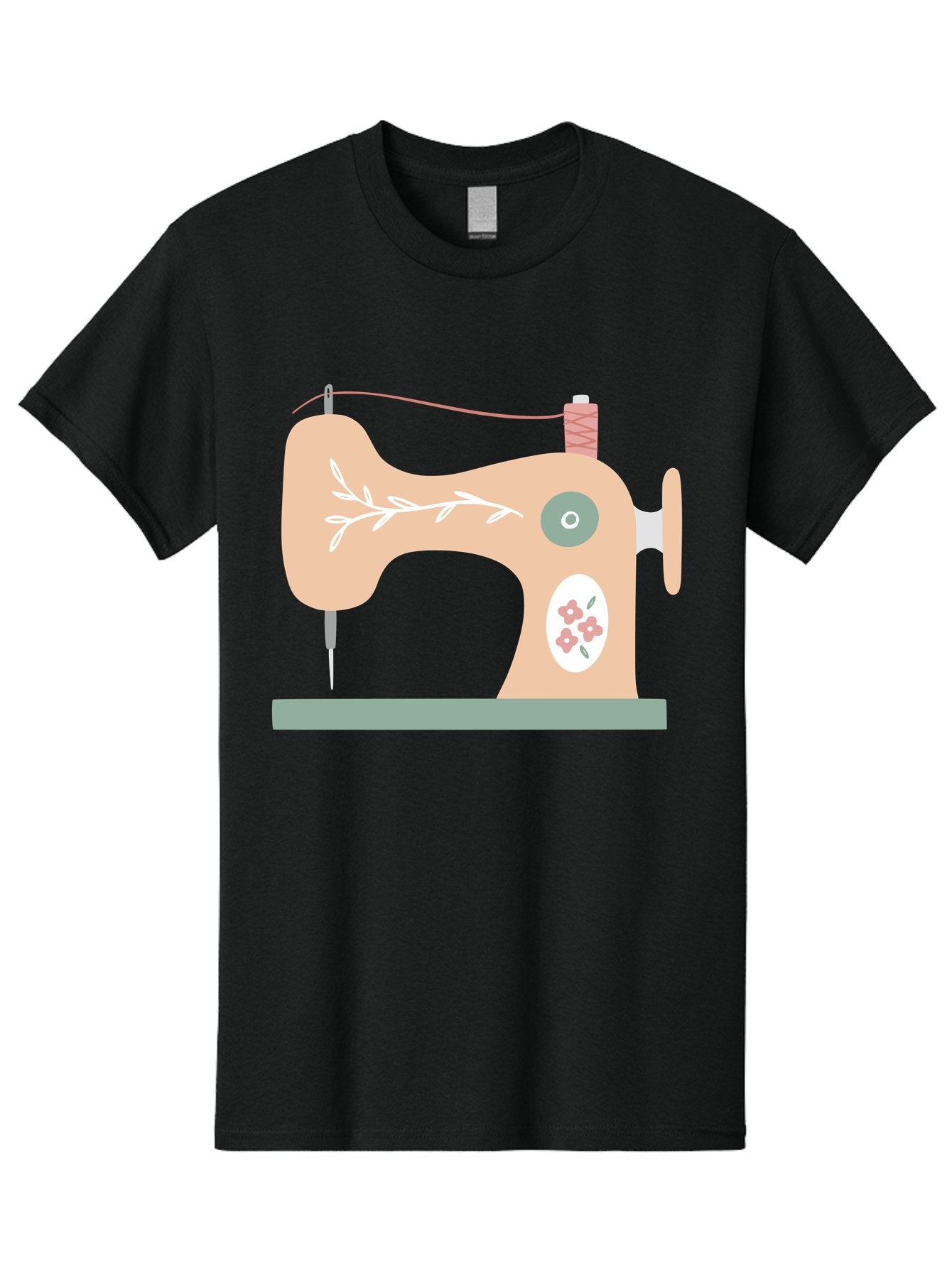 Sewing-Machine-5 Men'S Graphic Tee, 100% Cotton, Comfortable Casual Summer Wear, Machine Washable, Vintage Sewing Machine, Floral Patterns, Embroidery Designs, Needle And Thread, Pastel Colors, Creative Crafting, Diy Sewing, Textile Art, Aac104 12
