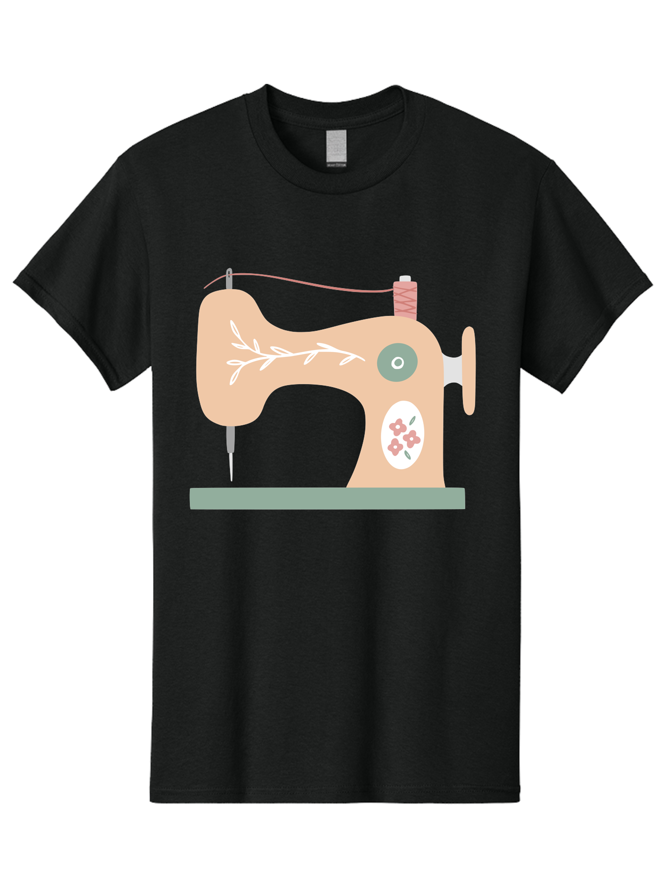 Sewing-Machine-5 Men'S Graphic Tee, 100% Cotton, Comfortable Casual Summer Wear, Machine Washable, Vintage Sewing Machine, Floral Patterns, Embroidery Designs, Needle And Thread, Pastel Colors, Creative Crafting, Diy Sewing, Textile Art, Aac104 5
