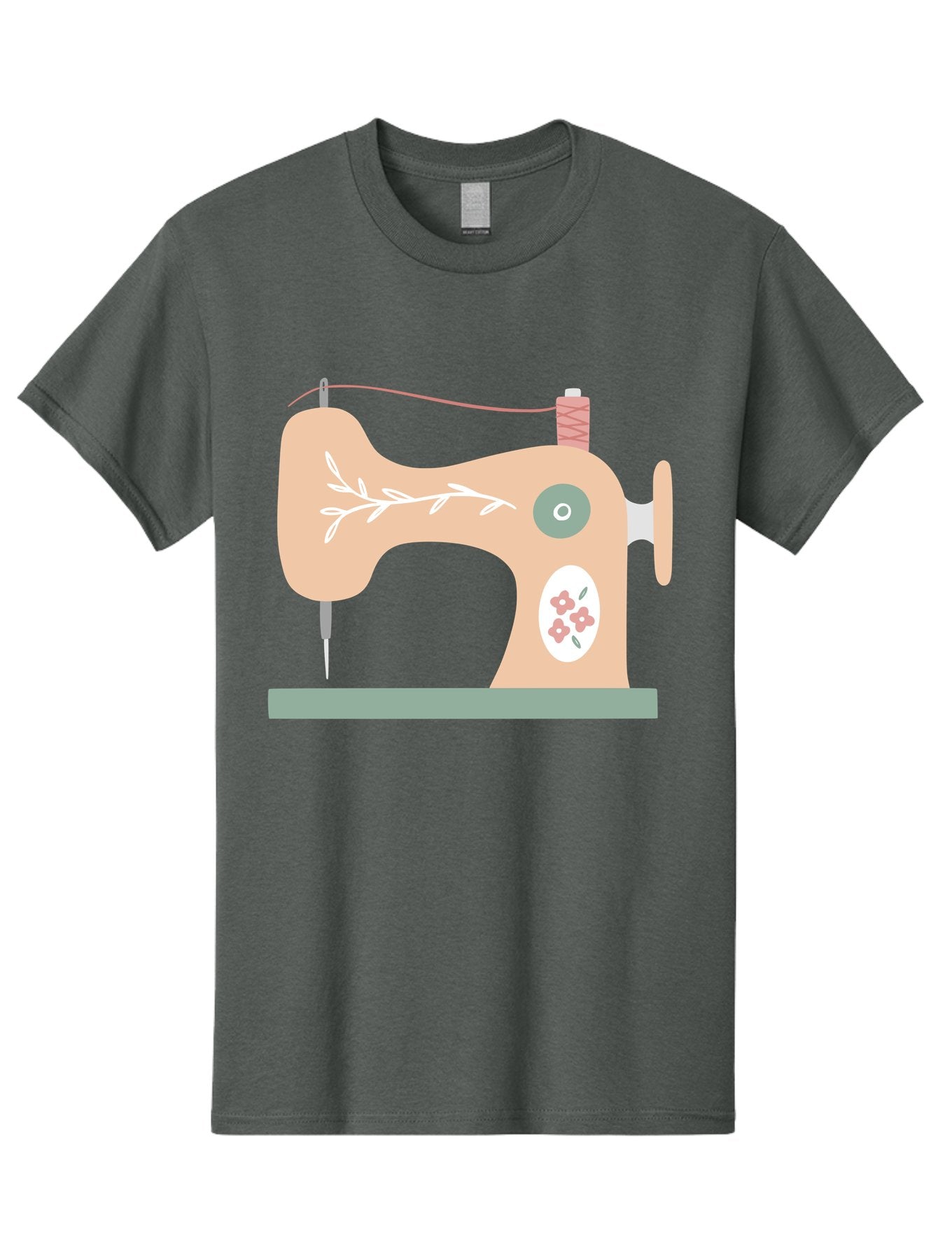 Sewing-Machine-5 Men'S Graphic Tee, 100% Cotton, Comfortable Casual Summer Wear, Machine Washable, Vintage Sewing Machine, Floral Patterns, Embroidery Designs, Needle And Thread, Pastel Colors, Creative Crafting, Diy Sewing, Textile Art, Aac104 7