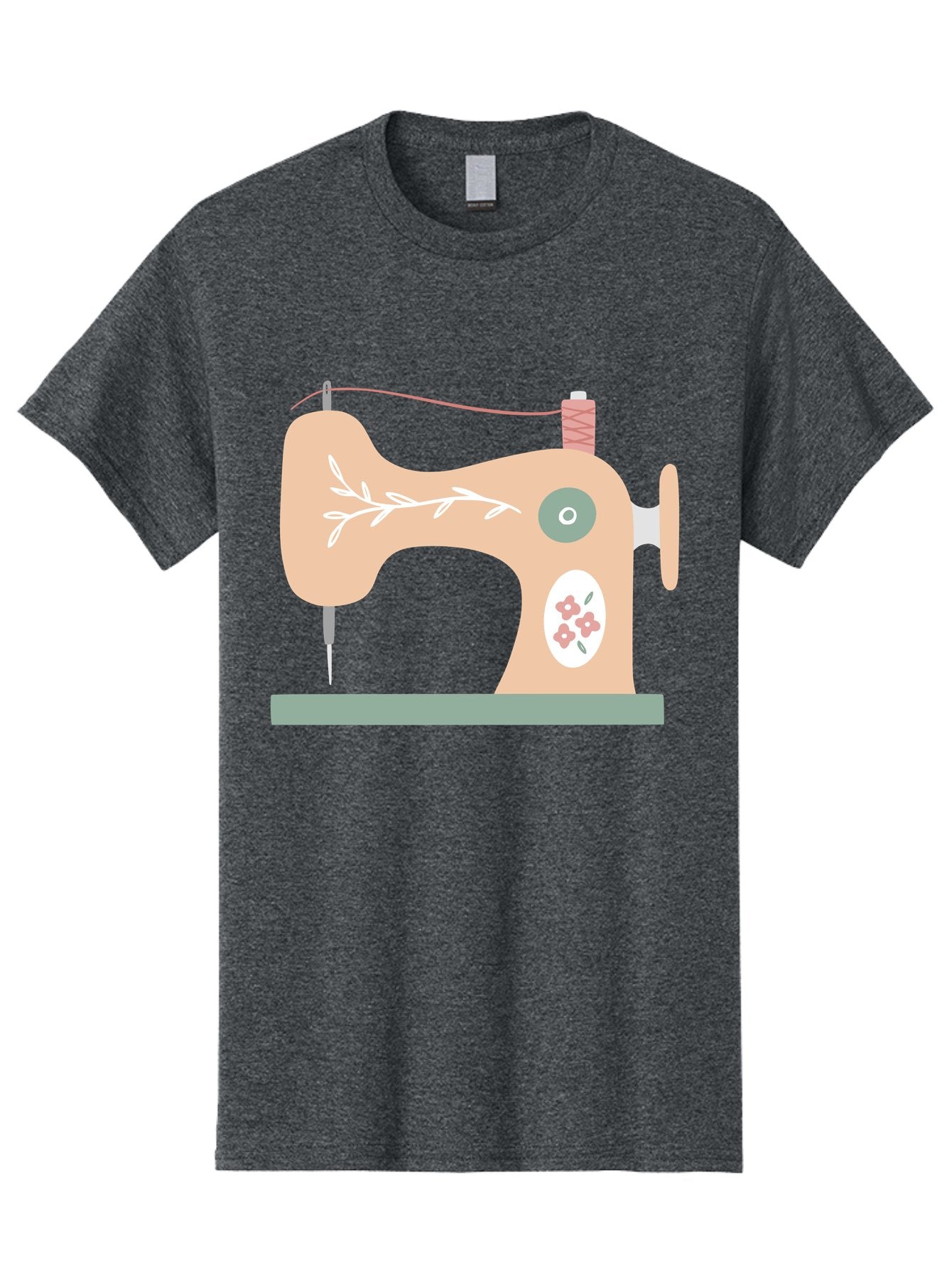 Sewing-Machine-5 Men'S Graphic Tee, 100% Cotton, Comfortable Casual Summer Wear, Machine Washable, Vintage Sewing Machine, Floral Patterns, Embroidery Designs, Needle And Thread, Pastel Colors, Creative Crafting, Diy Sewing, Textile Art, Aac104 14