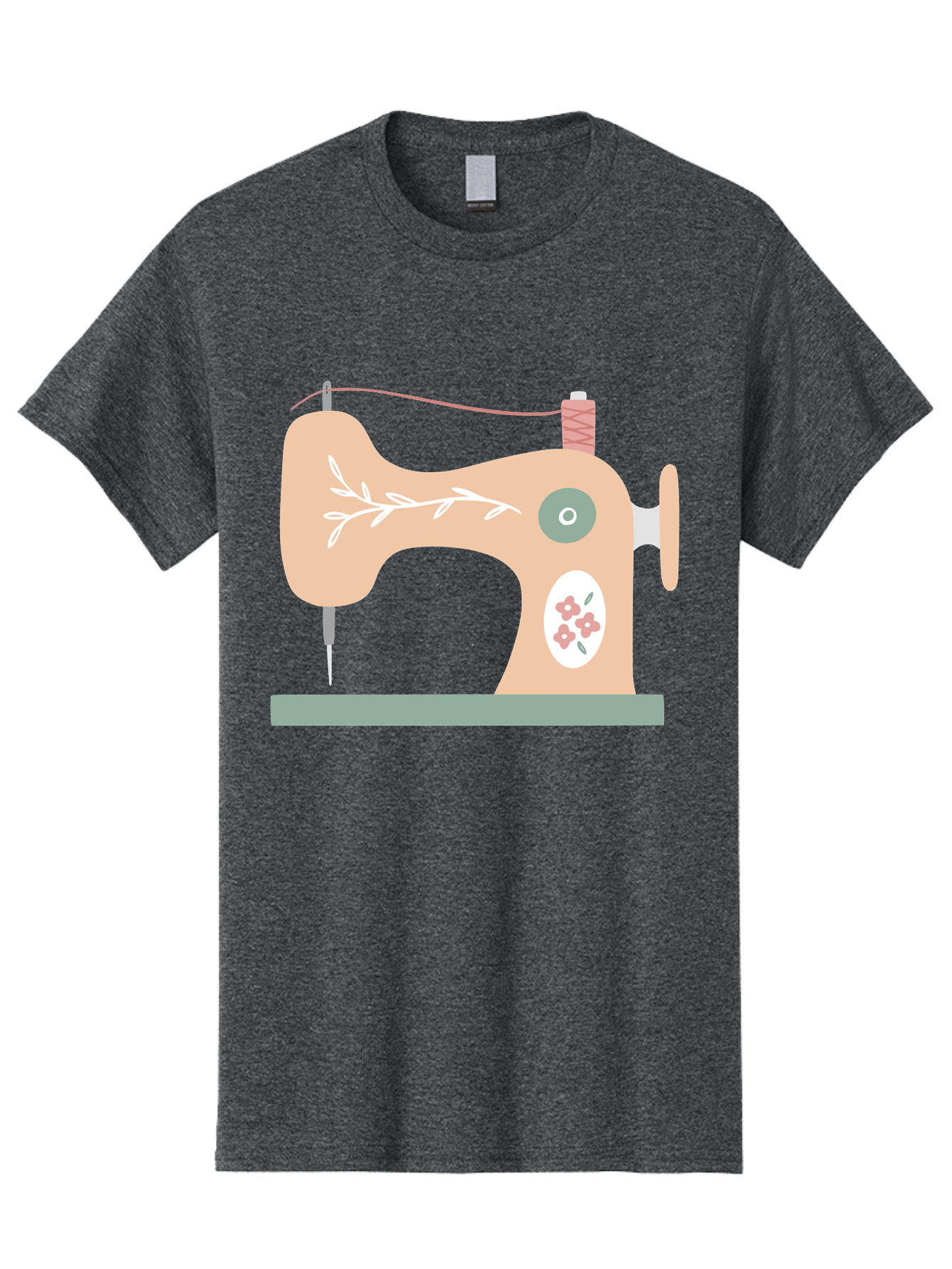 Sewing-Machine-5 Men'S Graphic Tee, 100% Cotton, Comfortable Casual Summer Wear, Machine Washable, Vintage Sewing Machine, Floral Patterns, Embroidery Designs, Needle And Thread, Pastel Colors, Creative Crafting, Diy Sewing, Textile Art, Aac104 3