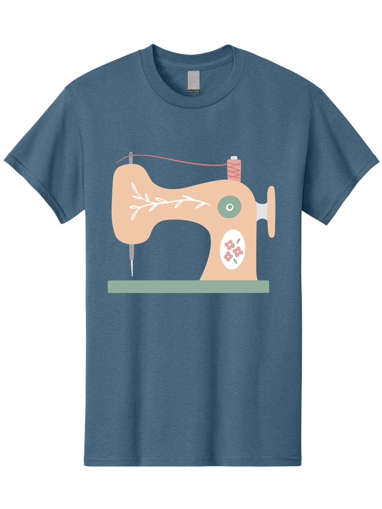 Sewing-Machine-5 Men'S Graphic Tee, 100% Cotton, Comfortable Casual Summer Wear, Machine Washable, Vintage Sewing Machine, Floral Patterns, Embroidery Designs, Needle And Thread, Pastel Colors, Creative Crafting, Diy Sewing, Textile Art, Aac104 13