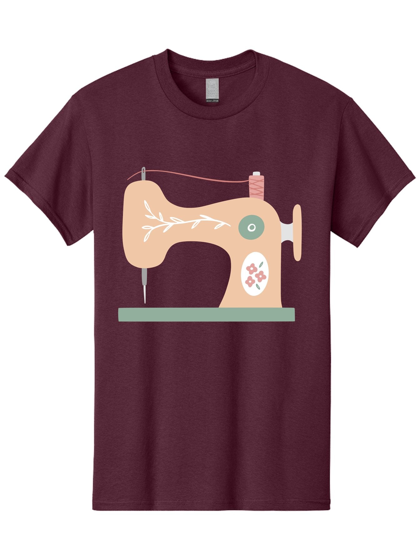 Sewing-Machine-5 Men'S Graphic Tee, 100% Cotton, Comfortable Casual Summer Wear, Machine Washable, Vintage Sewing Machine, Floral Patterns, Embroidery Designs, Needle And Thread, Pastel Colors, Creative Crafting, Diy Sewing, Textile Art, Aac104 6