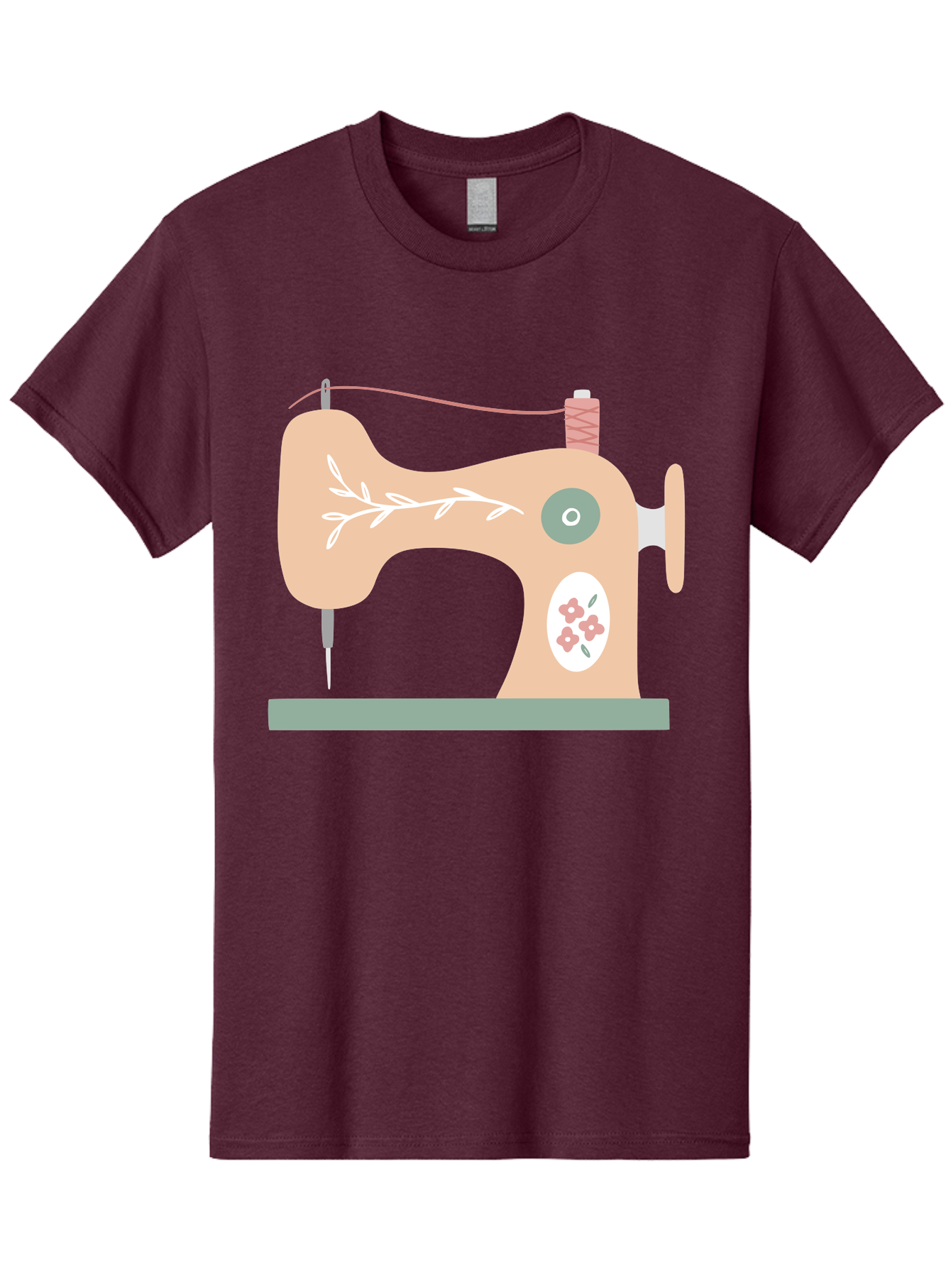 Sewing-Machine-5 Men'S Graphic Tee, 100% Cotton, Comfortable Casual Summer Wear, Machine Washable, Vintage Sewing Machine, Floral Patterns, Embroidery Designs, Needle And Thread, Pastel Colors, Creative Crafting, Diy Sewing, Textile Art, Aac104 13