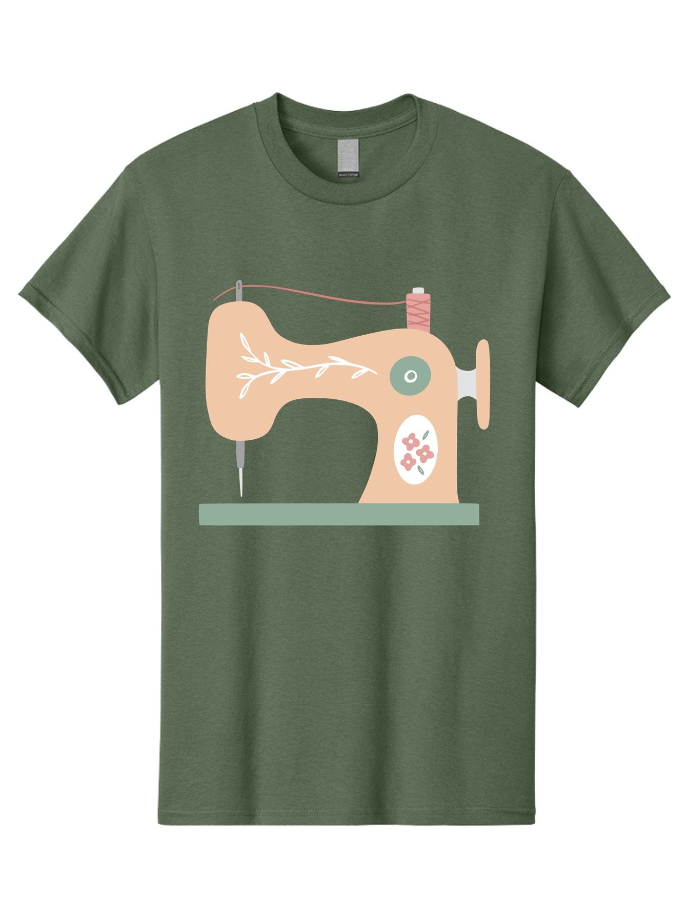 Sewing-Machine-5 Men'S Graphic Tee, 100% Cotton, Comfortable Casual Summer Wear, Machine Washable, Vintage Sewing Machine, Floral Patterns, Embroidery Designs, Needle And Thread, Pastel Colors, Creative Crafting, Diy Sewing, Textile Art, Aac104 9
