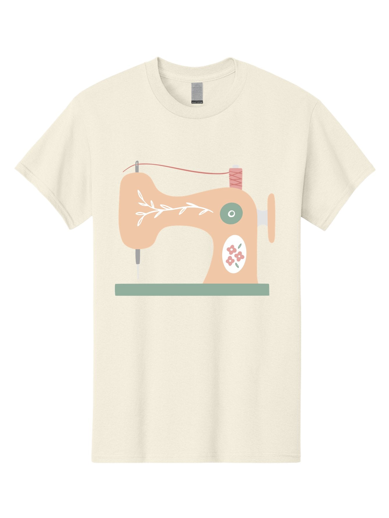 Sewing-Machine-5 Men'S Graphic Tee, 100% Cotton, Comfortable Casual Summer Wear, Machine Washable, Vintage Sewing Machine, Floral Patterns, Embroidery Designs, Needle And Thread, Pastel Colors, Creative Crafting, Diy Sewing, Textile Art, Aac104 3