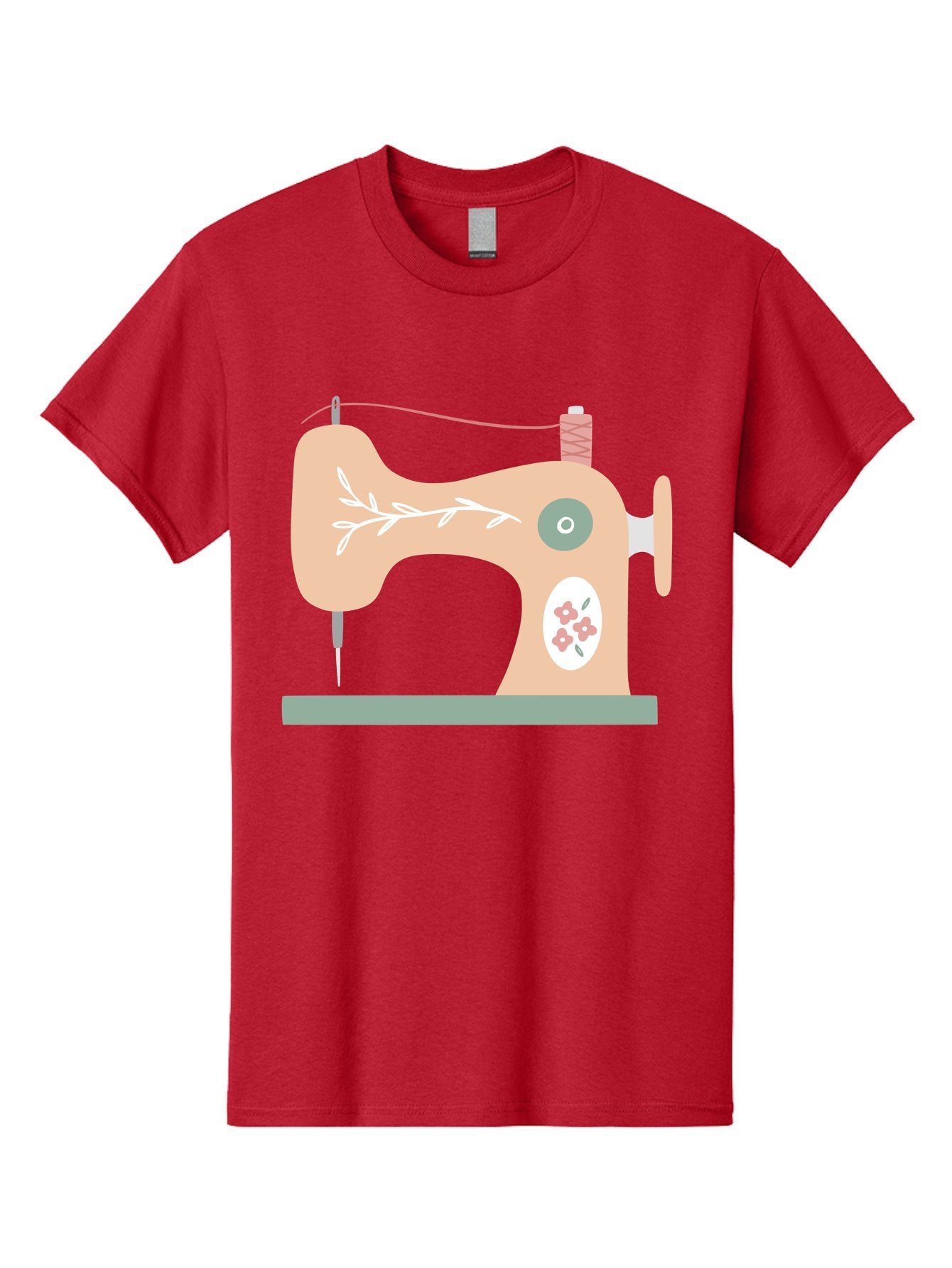 Sewing-Machine-5 Men'S Graphic Tee, 100% Cotton, Comfortable Casual Summer Wear, Machine Washable, Vintage Sewing Machine, Floral Patterns, Embroidery Designs, Needle And Thread, Pastel Colors, Creative Crafting, Diy Sewing, Textile Art, Aac104 15