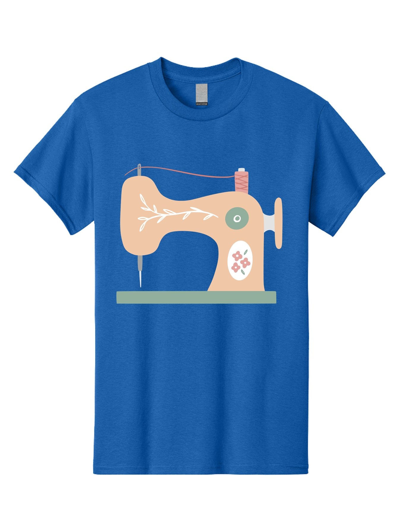 Sewing-Machine-5 Men'S Graphic Tee, 100% Cotton, Comfortable Casual Summer Wear, Machine Washable, Vintage Sewing Machine, Floral Patterns, Embroidery Designs, Needle And Thread, Pastel Colors, Creative Crafting, Diy Sewing, Textile Art, Aac104 8