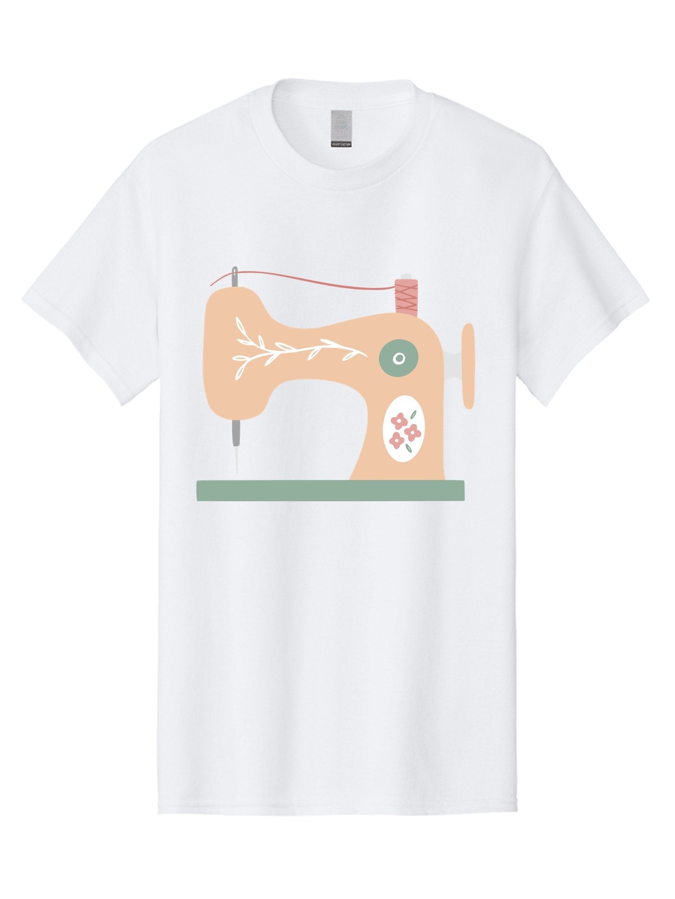 Sewing-Machine-5 Men'S Graphic Tee, 100% Cotton, Comfortable Casual Summer Wear, Machine Washable, Vintage Sewing Machine, Floral Patterns, Embroidery Designs, Needle And Thread, Pastel Colors, Creative Crafting, Diy Sewing, Textile Art, Aac104 4