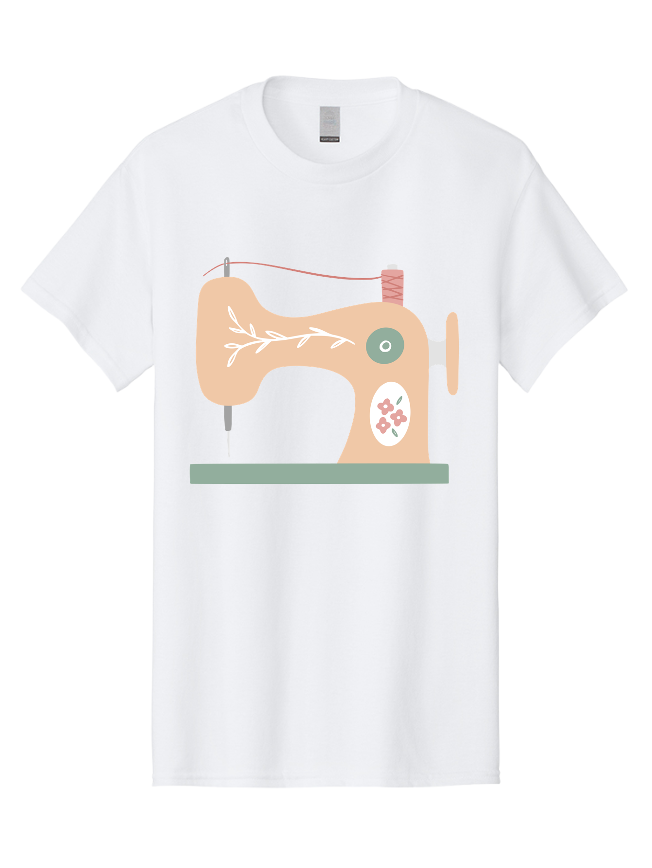 Sewing-Machine-5 Men'S Graphic Tee, 100% Cotton, Comfortable Casual Summer Wear, Machine Washable, Vintage Sewing Machine, Floral Patterns, Embroidery Designs, Needle And Thread, Pastel Colors, Creative Crafting, Diy Sewing, Textile Art, Aac104 23