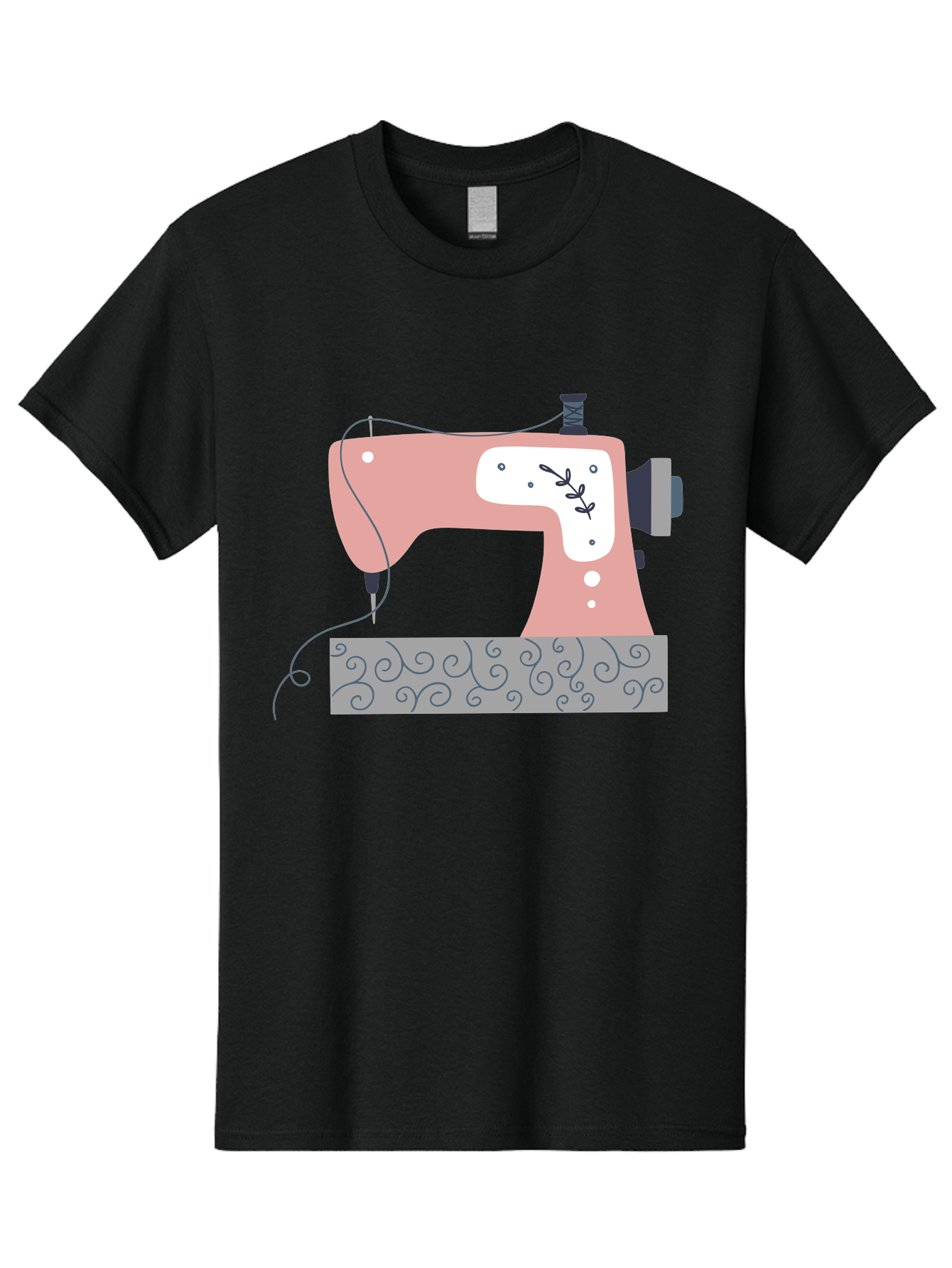 Sewing-Machine-6 Men'S Graphic Tee, 100% Cotton, Comfortable Casual Summer Wear, Machine Washable, Sewing Machine, Pink And White Machine, Thread And Fabric, Sewing Hobby, Crafting, Needlework, Handmade, Tailoring Aac105