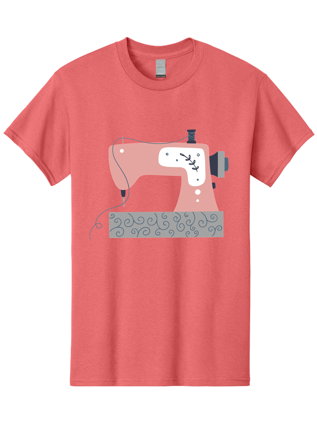 Sewing-Machine-6 Men'S Graphic Tee, 100% Cotton, Comfortable Casual Summer Wear, Machine Washable, Sewing Machine, Pink And White Machine, Thread And Fabric, Sewing Hobby, Crafting, Needlework, Handmade, Tailoring Aac105 5