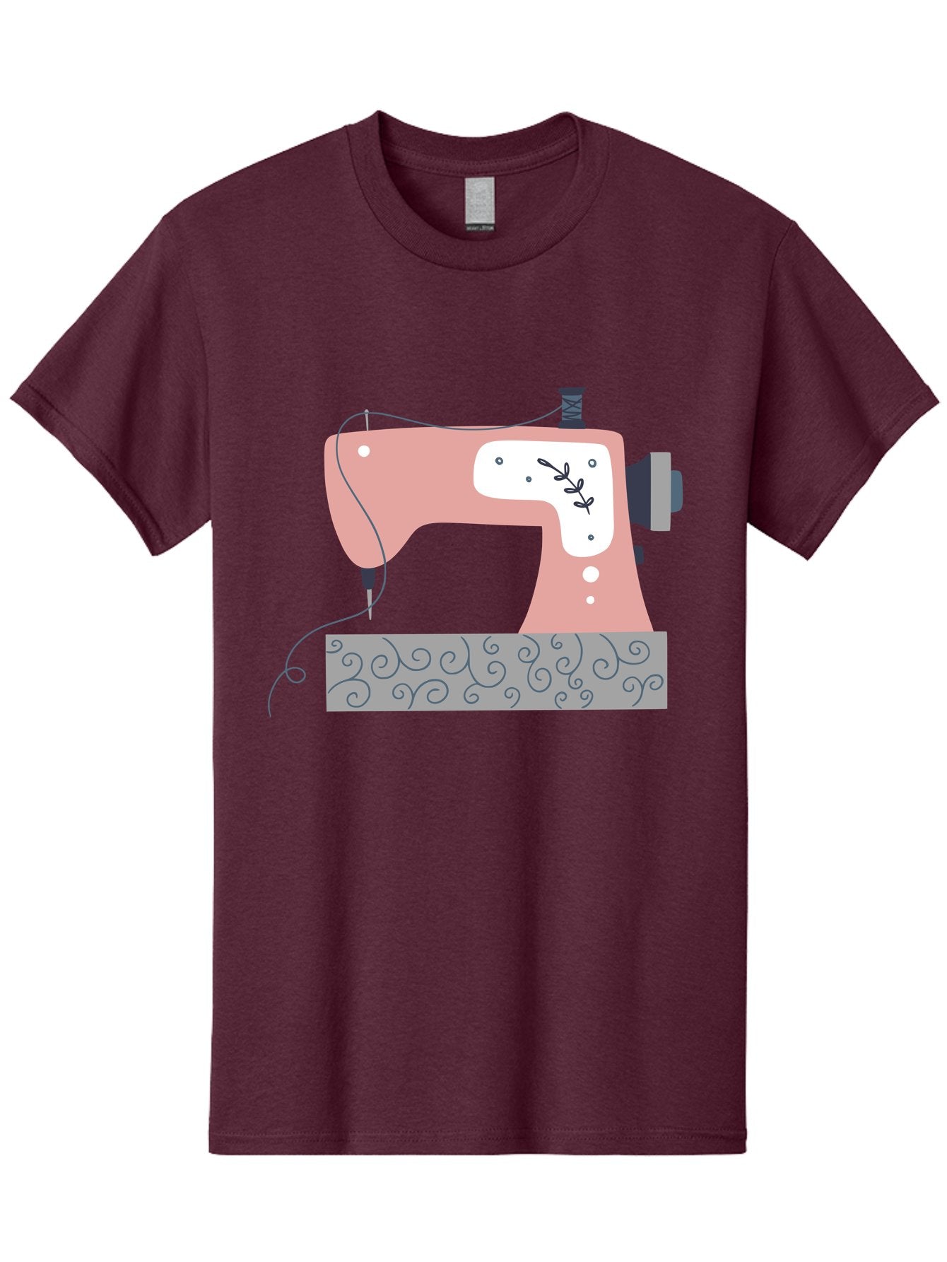 Sewing-Machine-6 Men'S Graphic Tee, 100% Cotton, Comfortable Casual Summer Wear, Machine Washable, Sewing Machine, Pink And White Machine, Thread And Fabric, Sewing Hobby, Crafting, Needlework, Handmade, Tailoring Aac105 6