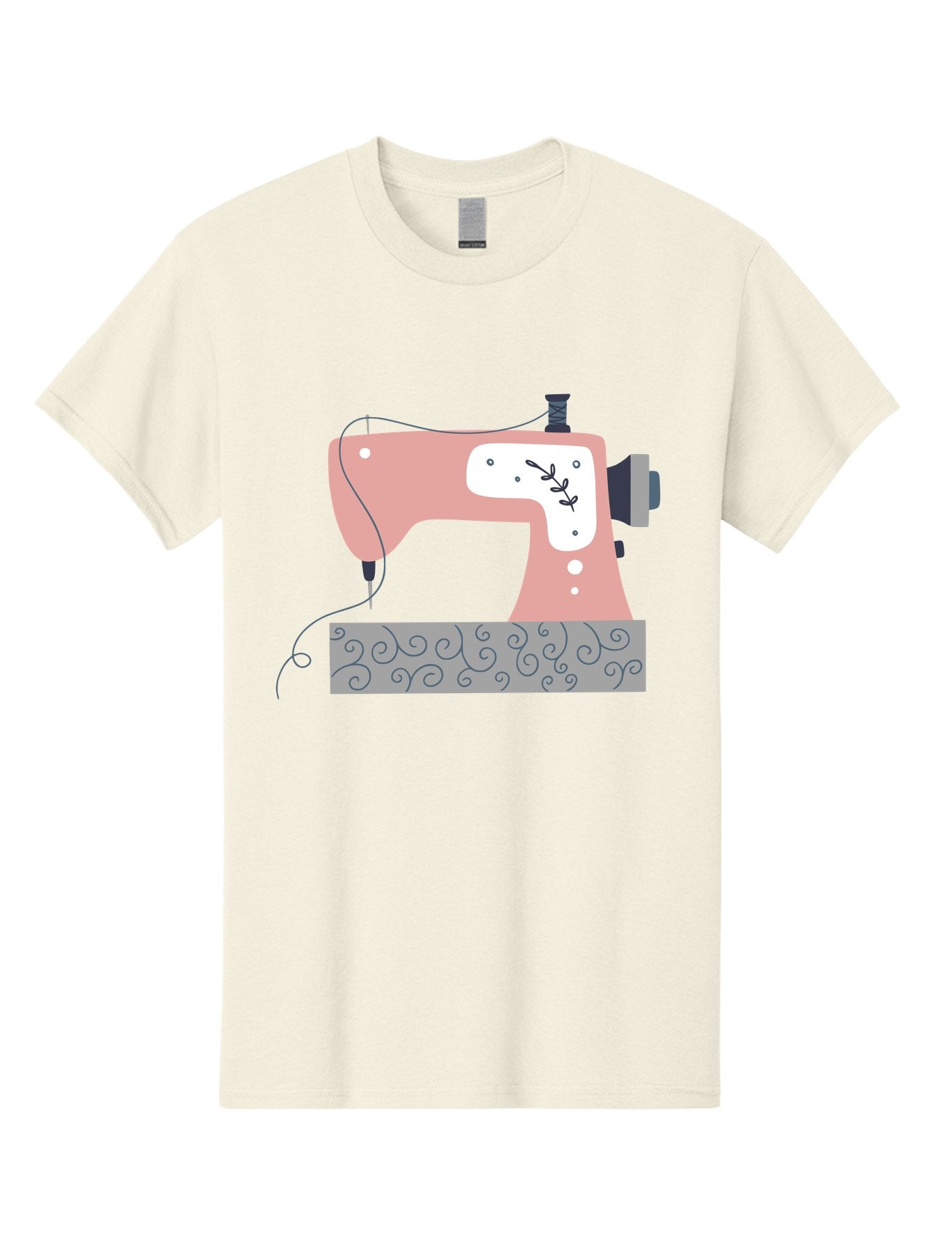 Sewing-Machine-6 Men'S Graphic Tee, 100% Cotton, Comfortable Casual Summer Wear, Machine Washable, Sewing Machine, Pink And White Machine, Thread And Fabric, Sewing Hobby, Crafting, Needlework, Handmade, Tailoring Aac105