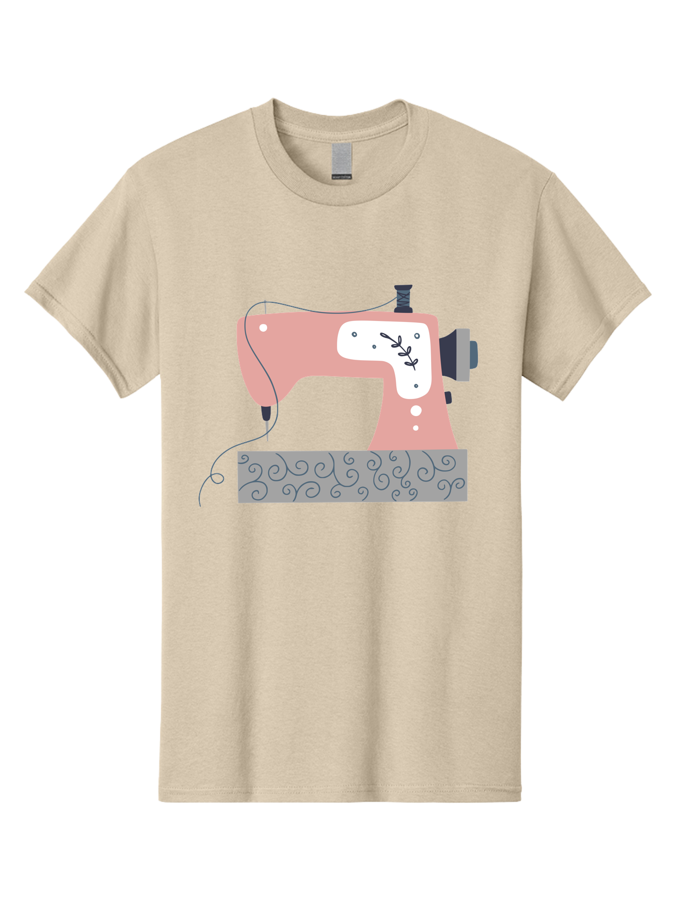Sewing-Machine-6 Men'S Graphic Tee, 100% Cotton, Comfortable Casual Summer Wear, Machine Washable, Sewing Machine, Pink And White Machine, Thread And Fabric, Sewing Hobby, Crafting, Needlework, Handmade, Tailoring Aac105 9