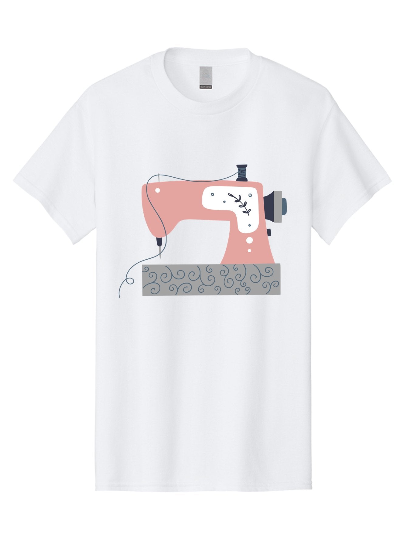 Sewing-Machine-6 Men'S Graphic Tee, 100% Cotton, Comfortable Casual Summer Wear, Machine Washable, Sewing Machine, Pink And White Machine, Thread And Fabric, Sewing Hobby, Crafting, Needlework, Handmade, Tailoring Aac105 14