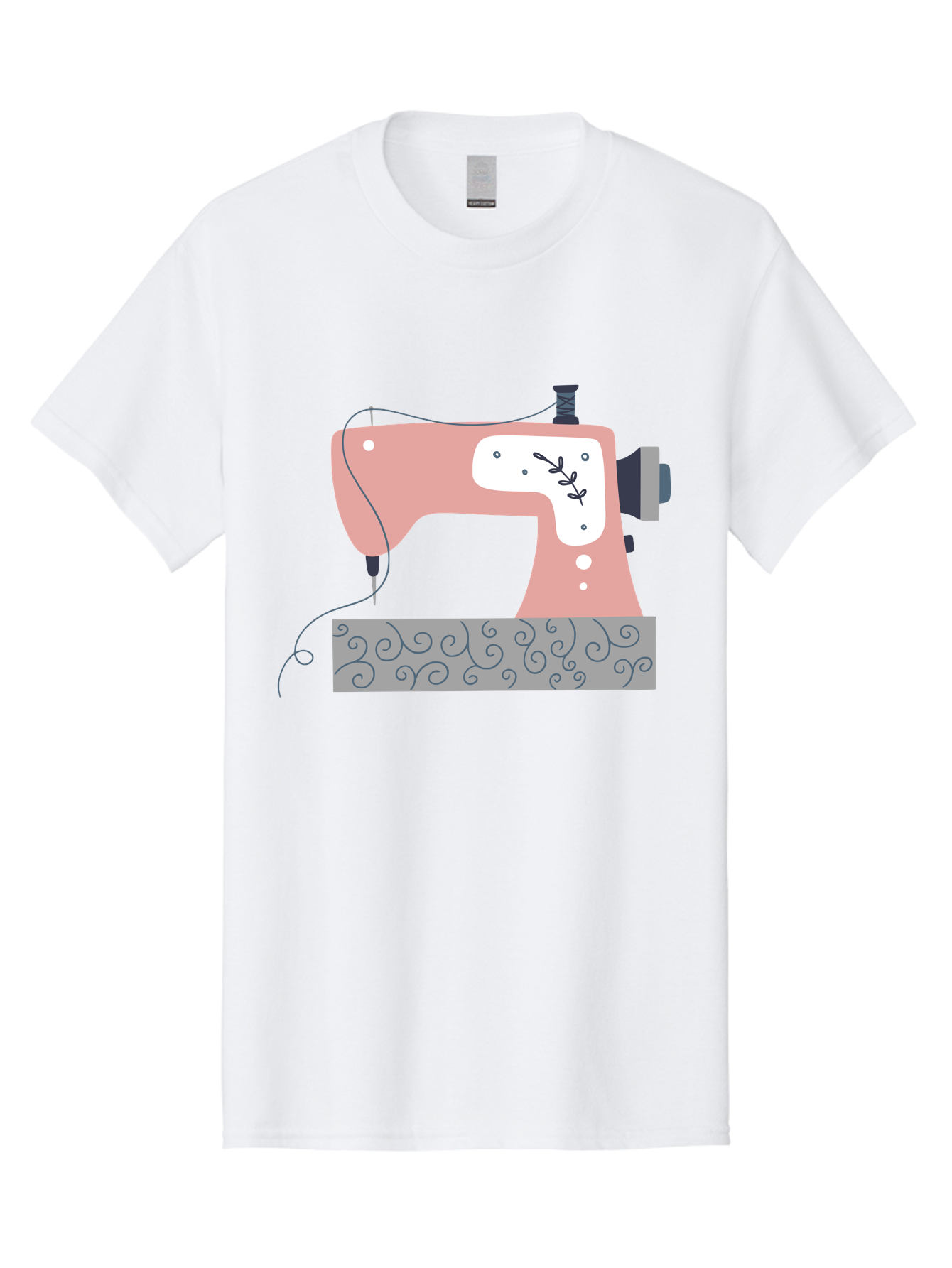 Sewing-Machine-6 Men'S Graphic Tee, 100% Cotton, Comfortable Casual Summer Wear, Machine Washable, Sewing Machine, Pink And White Machine, Thread And Fabric, Sewing Hobby, Crafting, Needlework, Handmade, Tailoring Aac105 3